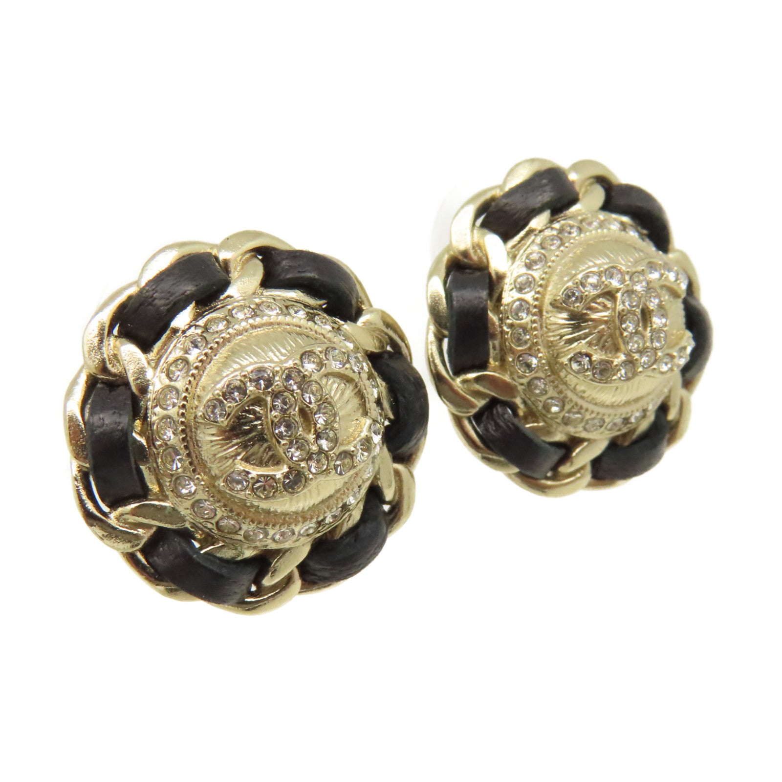 CHANEL 金屬CC Earrings耳環金色/黑色