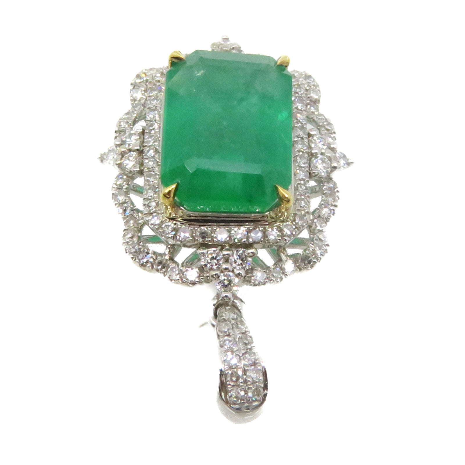 JEWELRY [Sharp Discount] 18K White Gold/2.92ct Emerald/Diamond Emerald Pendant Top Pendant Headband