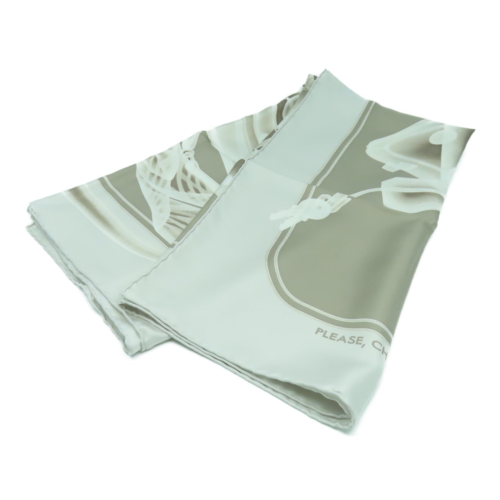 HERMES 絲質Scarf圍巾米色