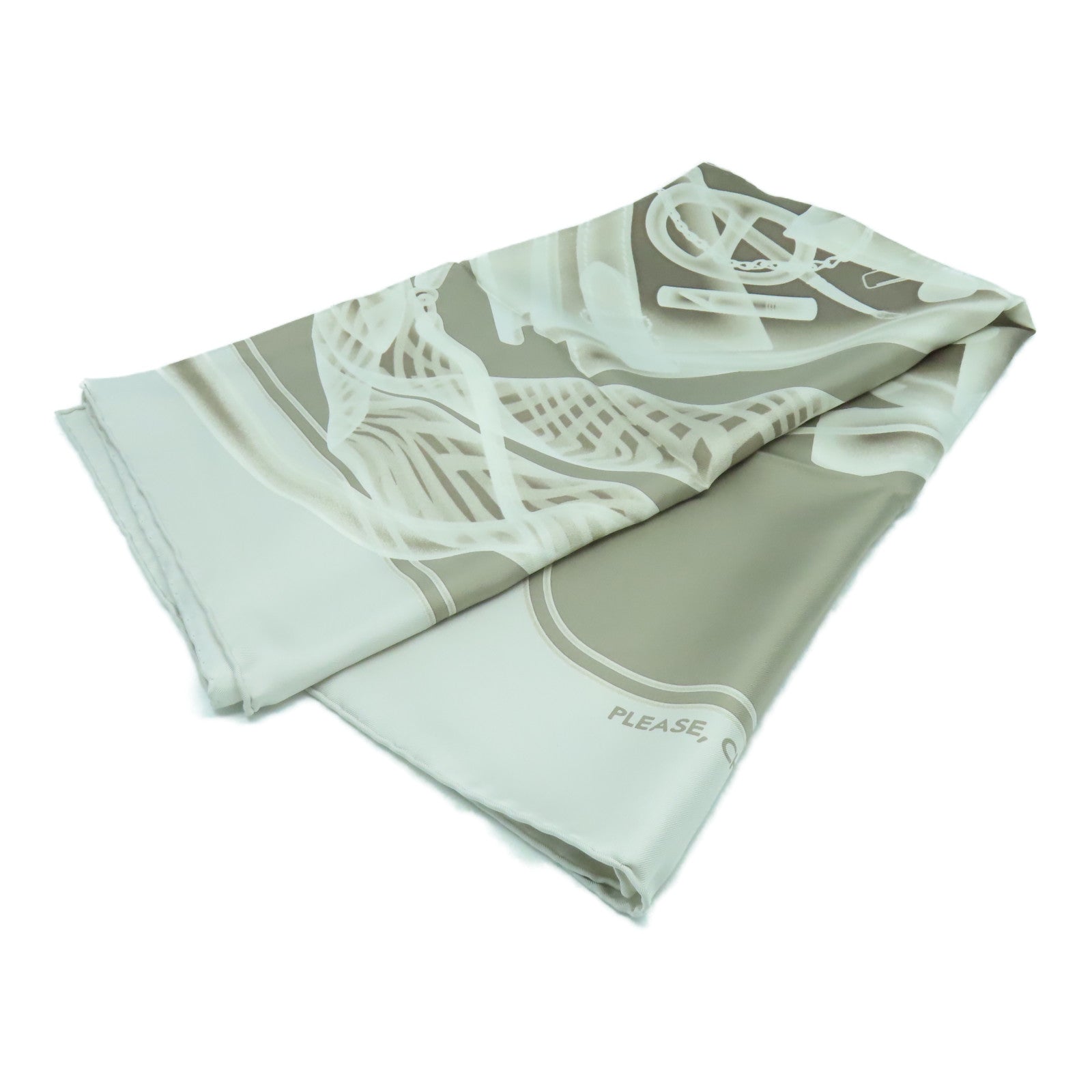 HERMES 絲質Scarf圍巾米色