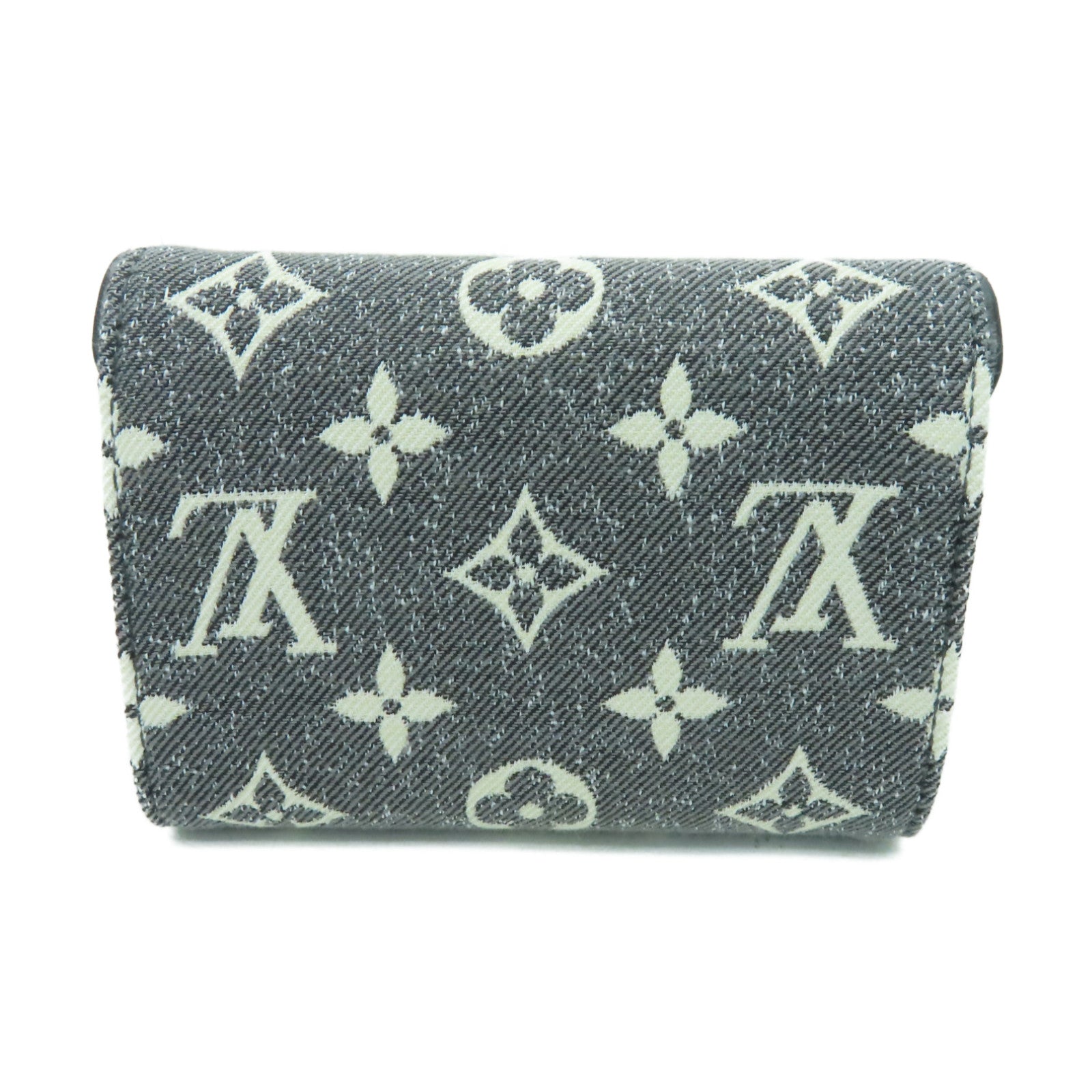 LOUIS VUITTON Monogram Jacquard Denim/皮革Victorine Wallet銀扣錢包灰色