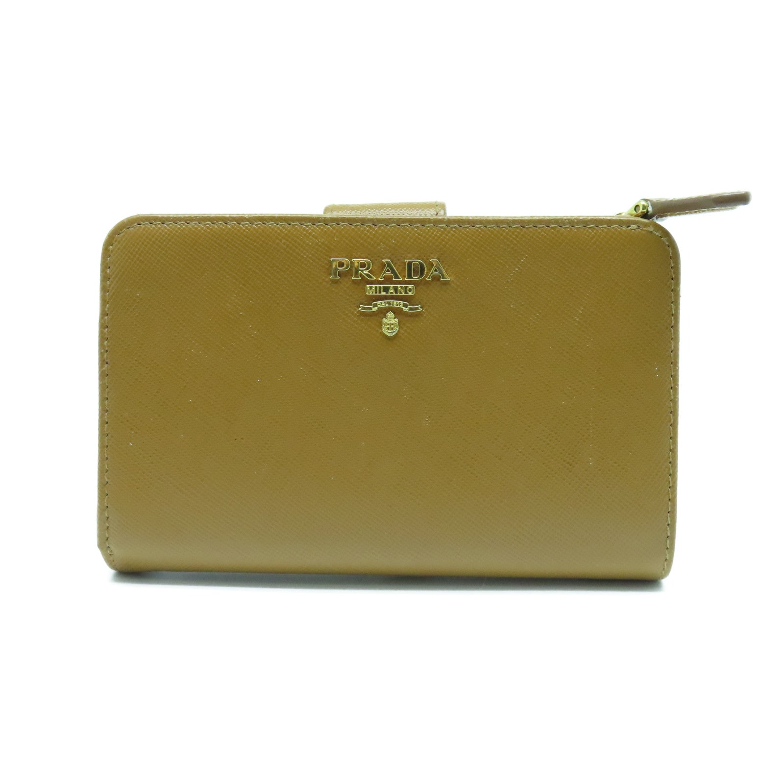PRADA 牛皮皮革Wallet金扣钱包棕色