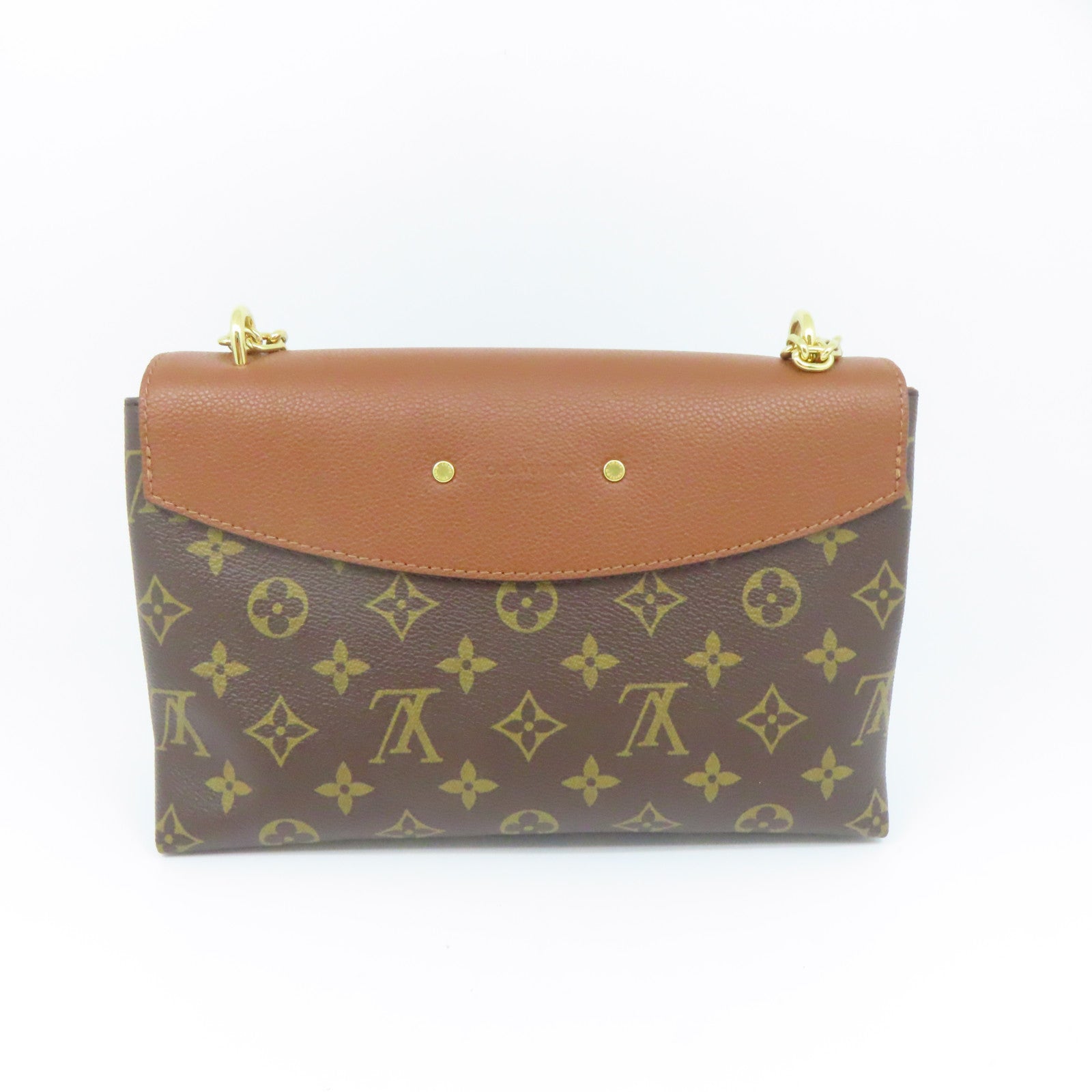 LOUIS VUITTON Monogram Saint Placide Gold Buckle Chain Shoulder Bag Brown