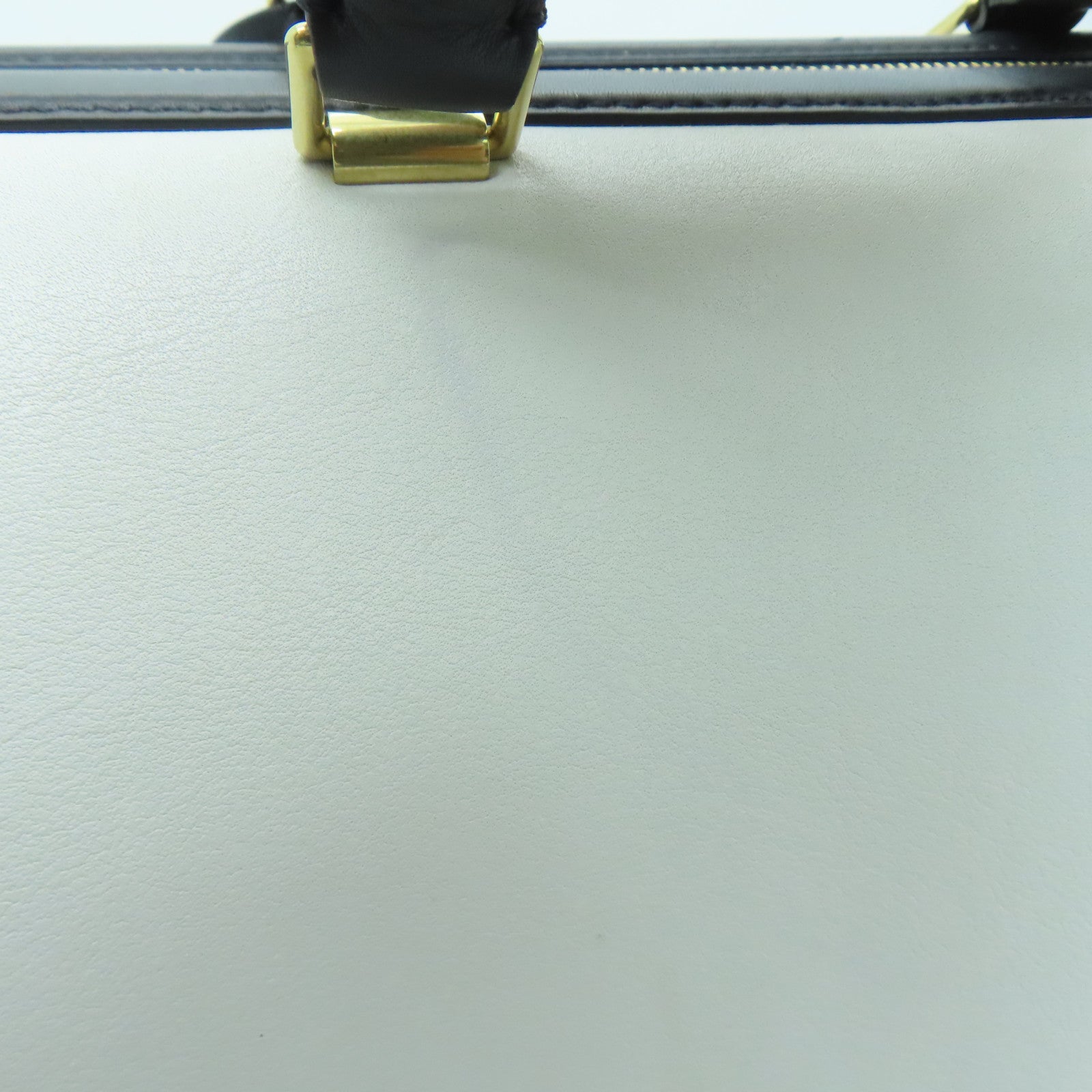 CELINE 牛皮皮革Long Frame Bag金扣手挽袋白色/黑色