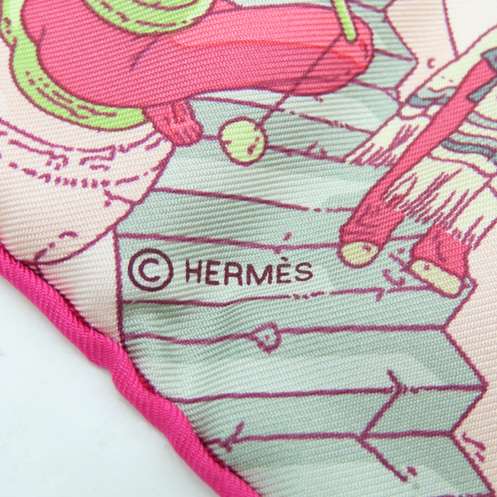 HERMES 絲質Scarf 90x90絲巾粉紅色/多色