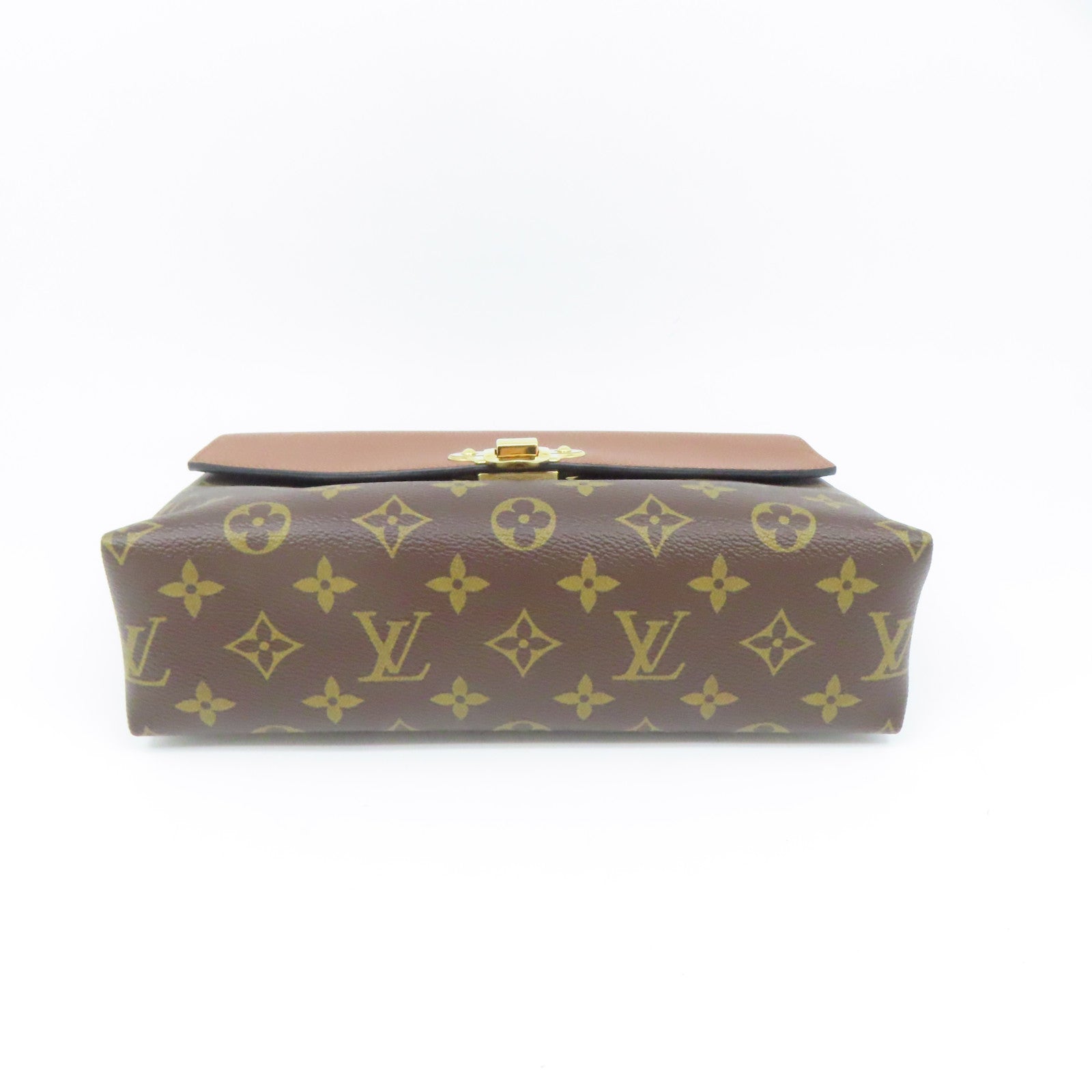 LOUIS VUITTON Monogram Saint Placide Gold Buckle Chain Shoulder Bag Brown
