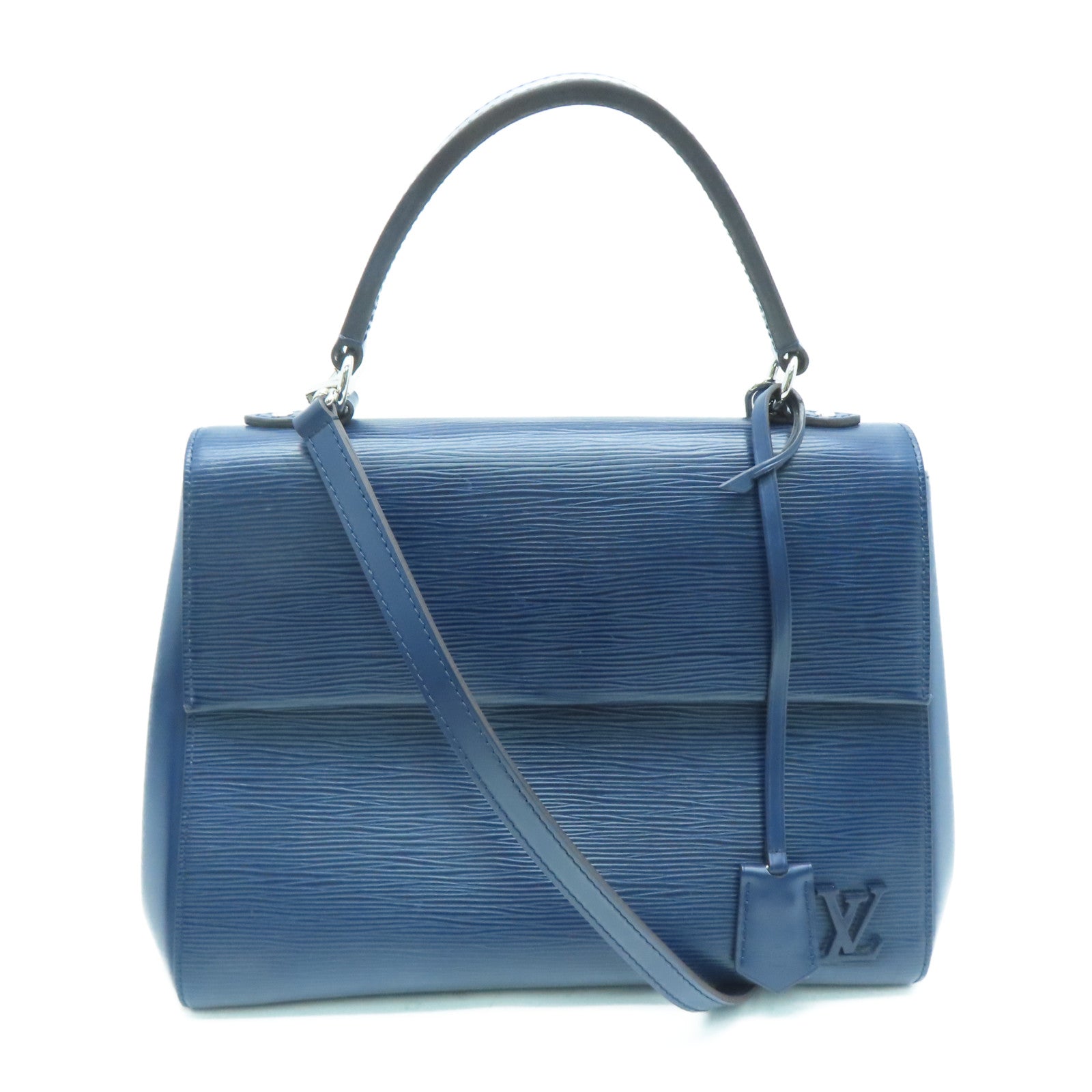 LOUIS VUITTON [Sharp Discount] Epi Cluny MM Silver Buckle Chain Shoulder Bag Blue