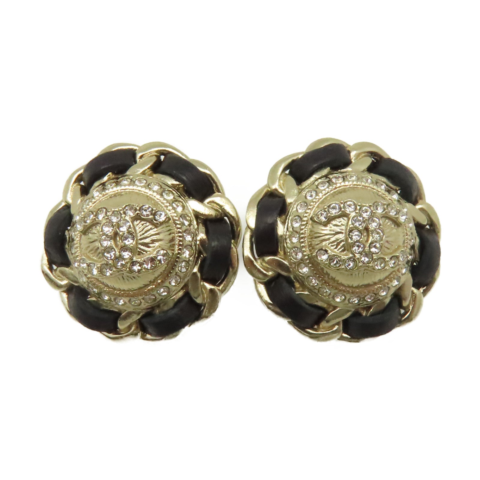 CHANEL 金屬CC Earrings耳環金色/黑色