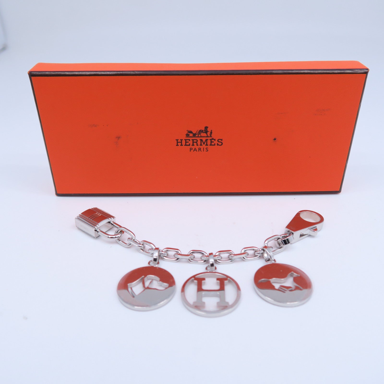 HERMES 金屬Breloque Olga Bag Charm掛飾銀色