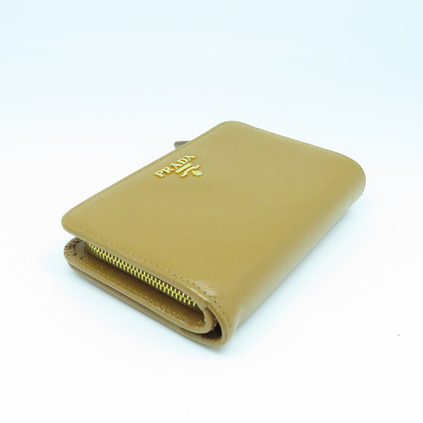 PRADA 牛皮皮革Wallet金扣钱包棕色
