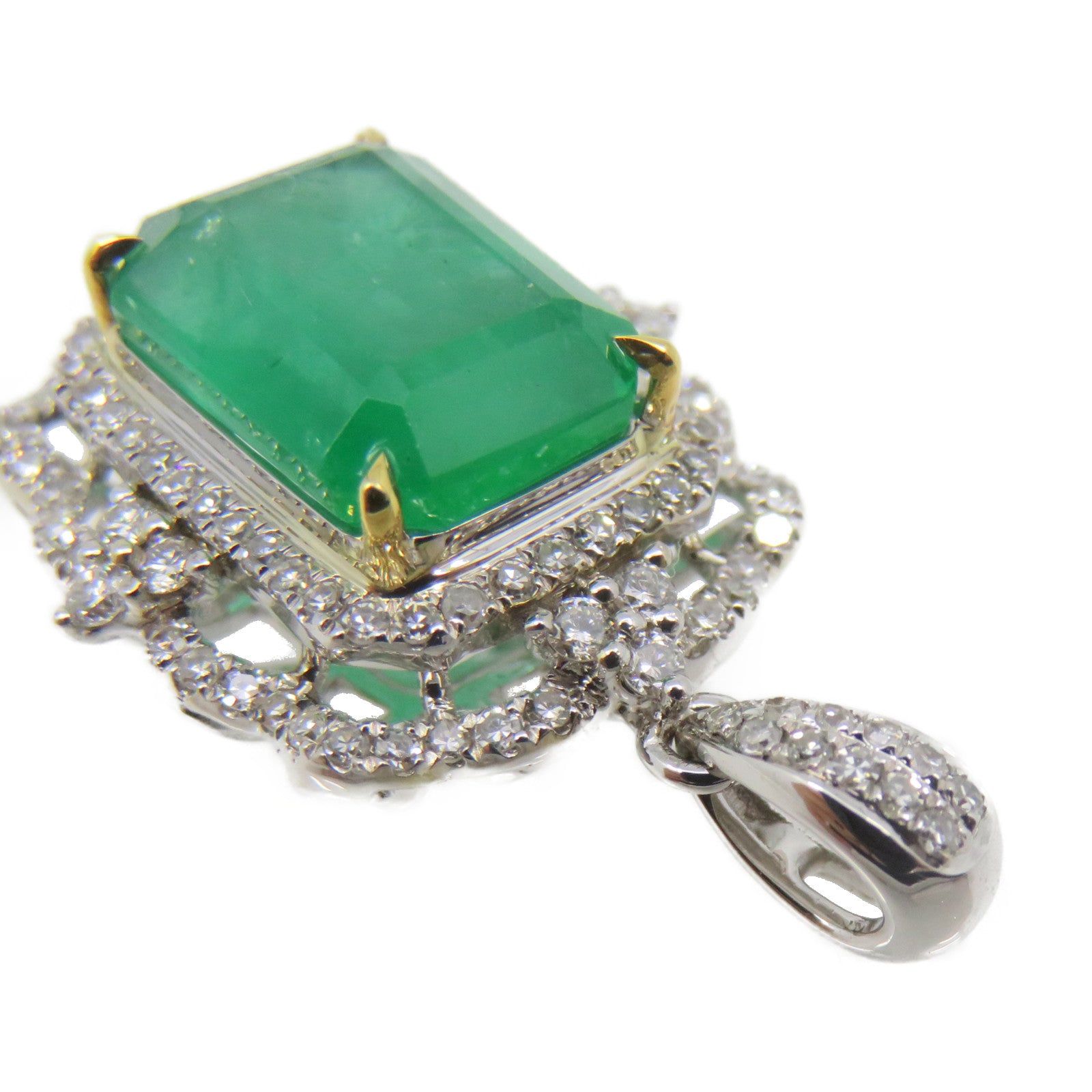 JEWELRY [Sharp Discount] 18K White Gold/2.92ct Emerald/Diamond Emerald Pendant Top Pendant Headband