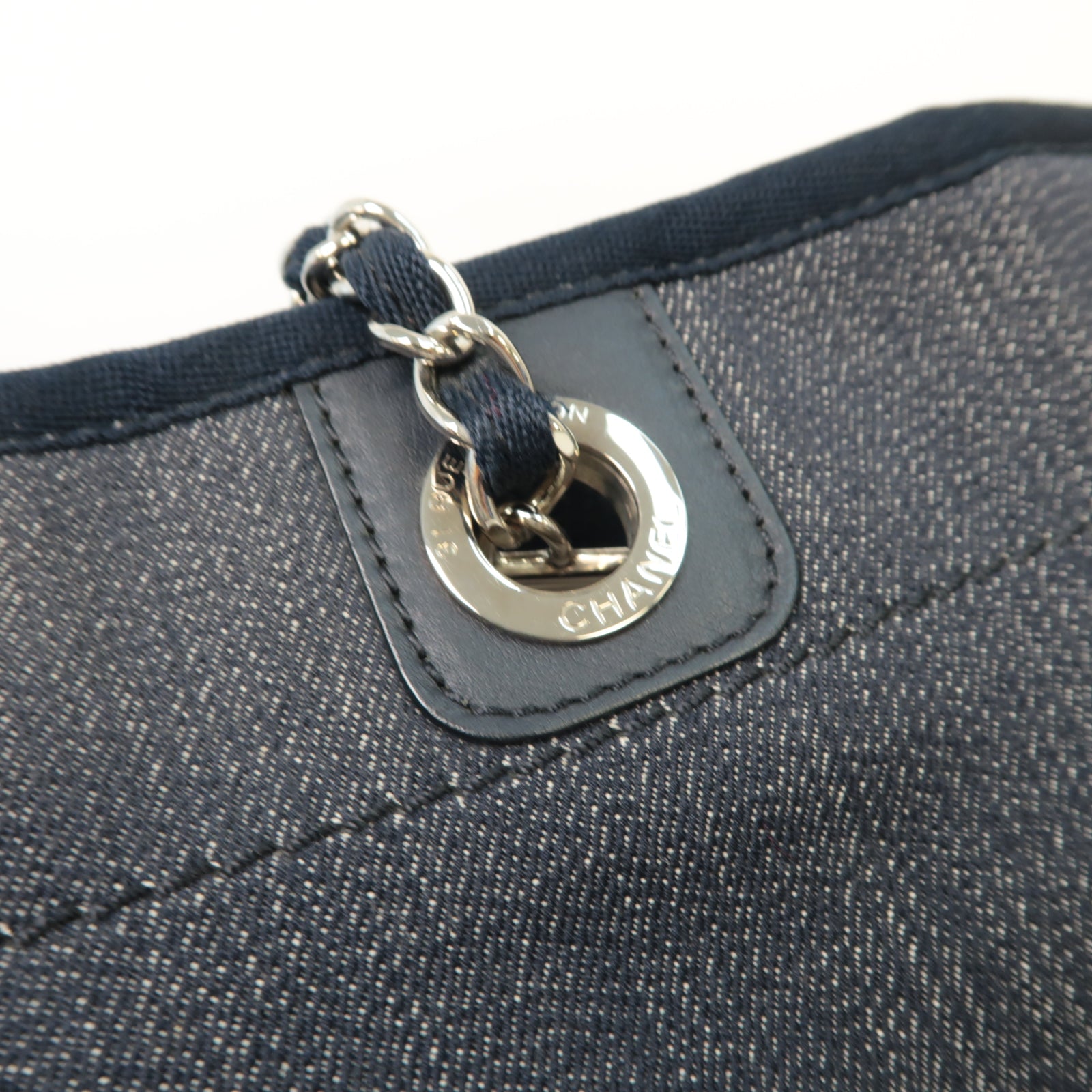 CHANEL 牛仔布Tote Bag銀扣手挽袋藍色