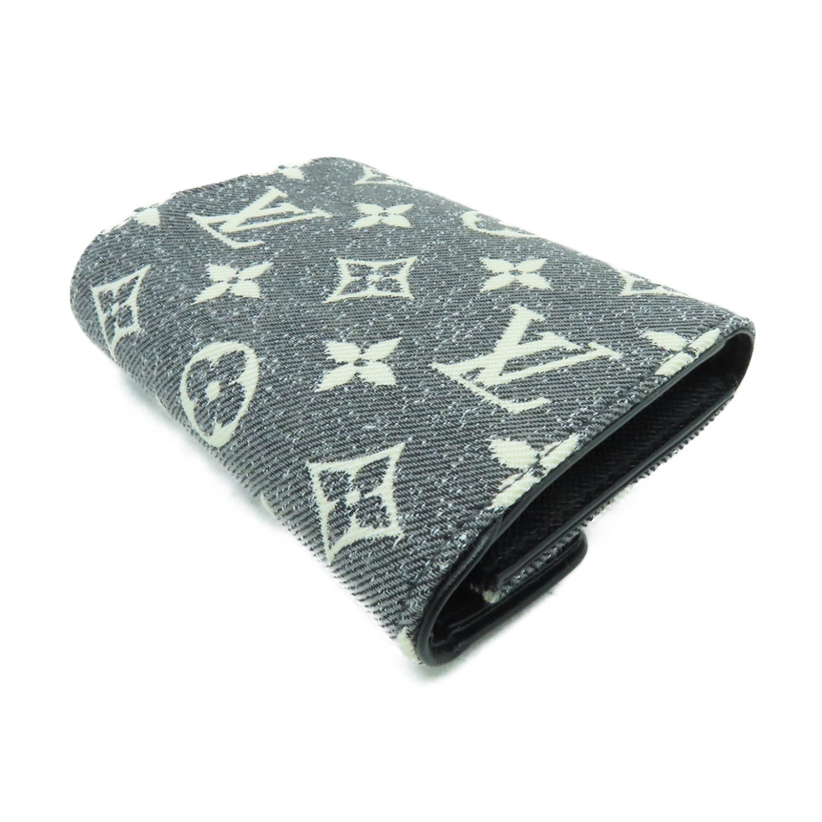 LOUIS VUITTON Monogram Jacquard Denim/皮革Victorine Wallet銀扣錢包灰色