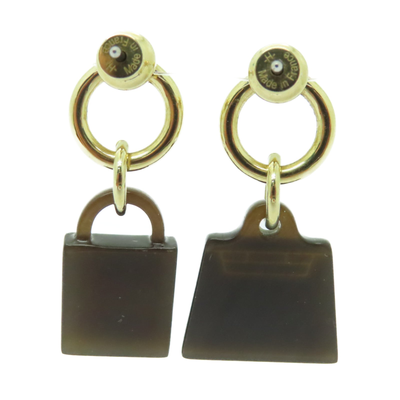 HERMES Horn/金屬Amulette Maroquinier Earring耳環藍色