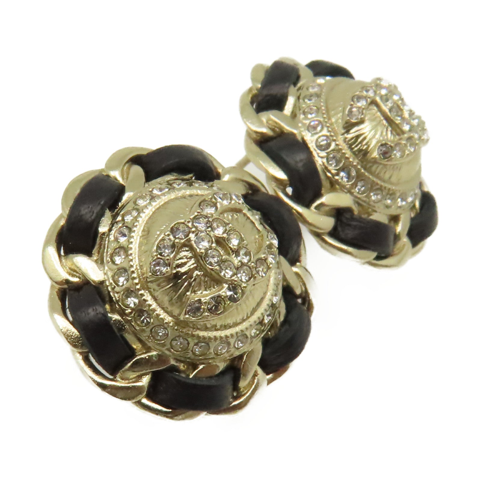 CHANEL 金屬CC Earrings耳環金色/黑色
