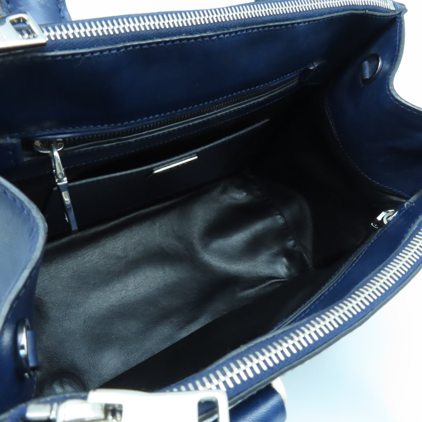 PRADA cowhide leather 2Way Bag silver buckle shoulder bag blue