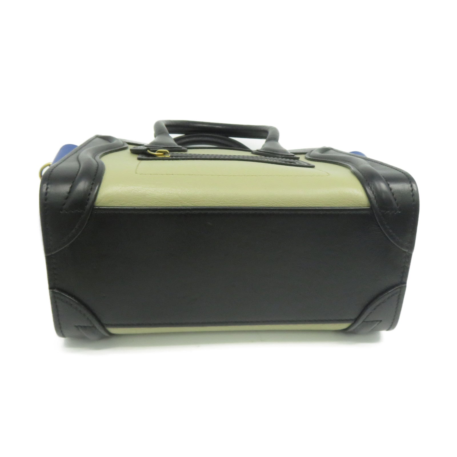 CELINE 牛皮皮革Nano Luggage金扣手挽肩背兩用袋米色/黒色/藍色