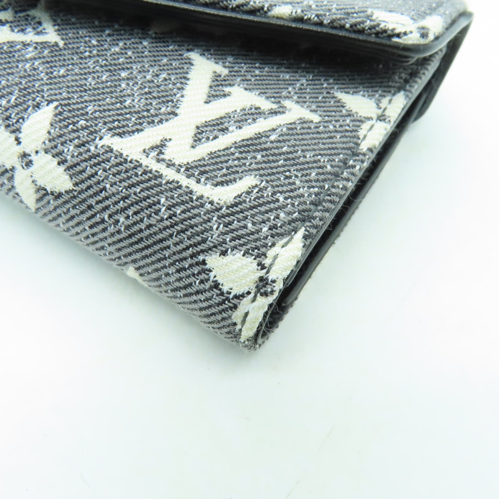 LOUIS VUITTON Monogram Jacquard Denim/皮革Victorine Wallet銀扣錢包灰色