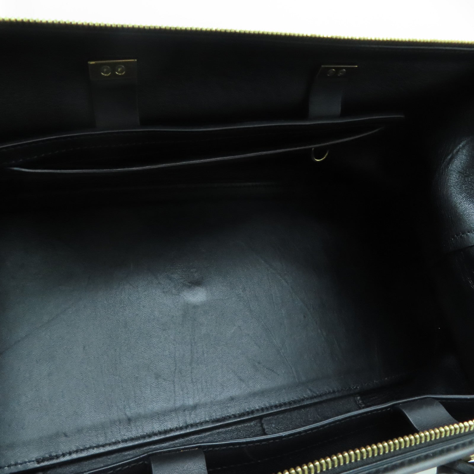 CELINE 牛皮皮革Long Frame Bag金扣手挽袋白色/黑色