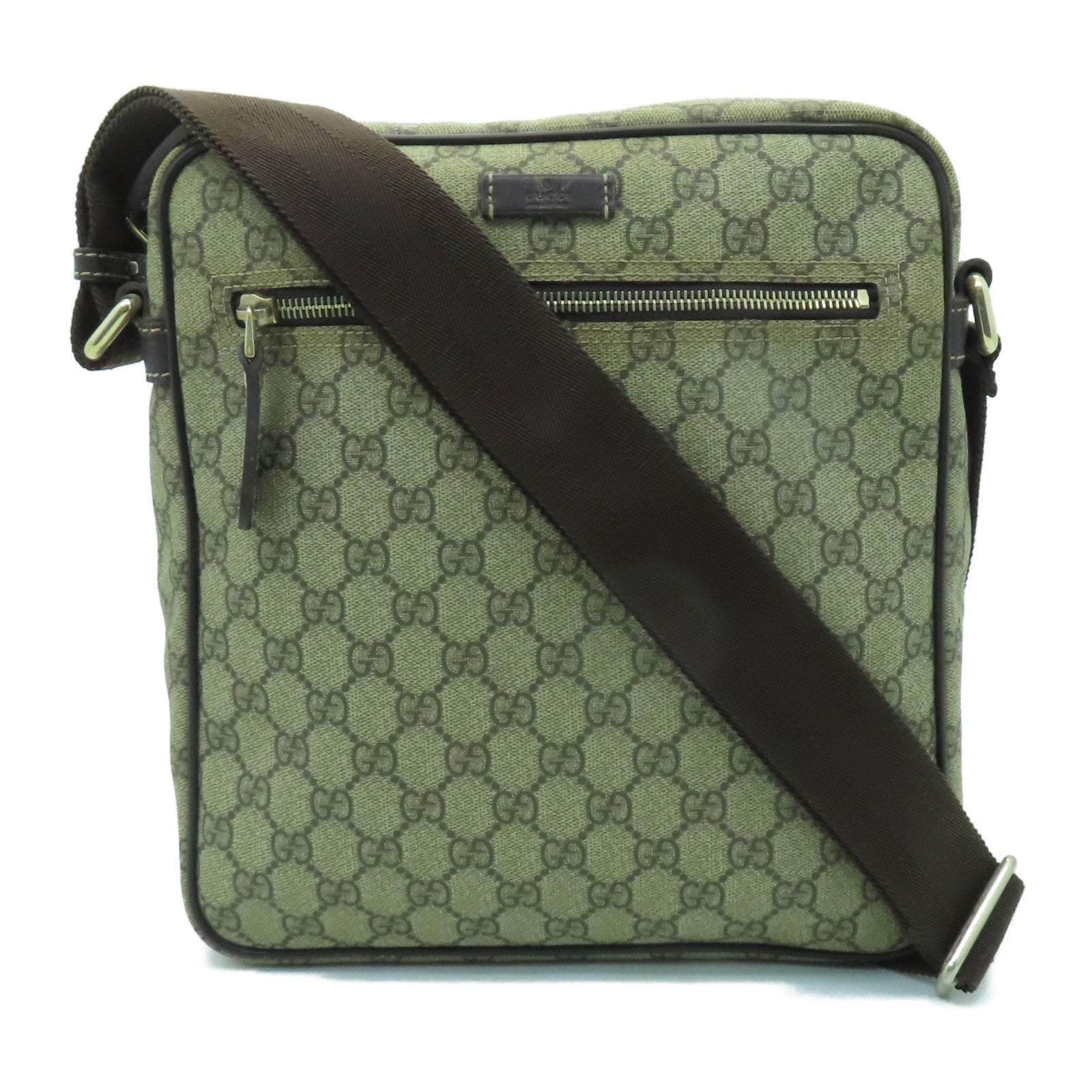 GUCCI 塗層帆布Shoulder Bag金扣肩背袋啡色