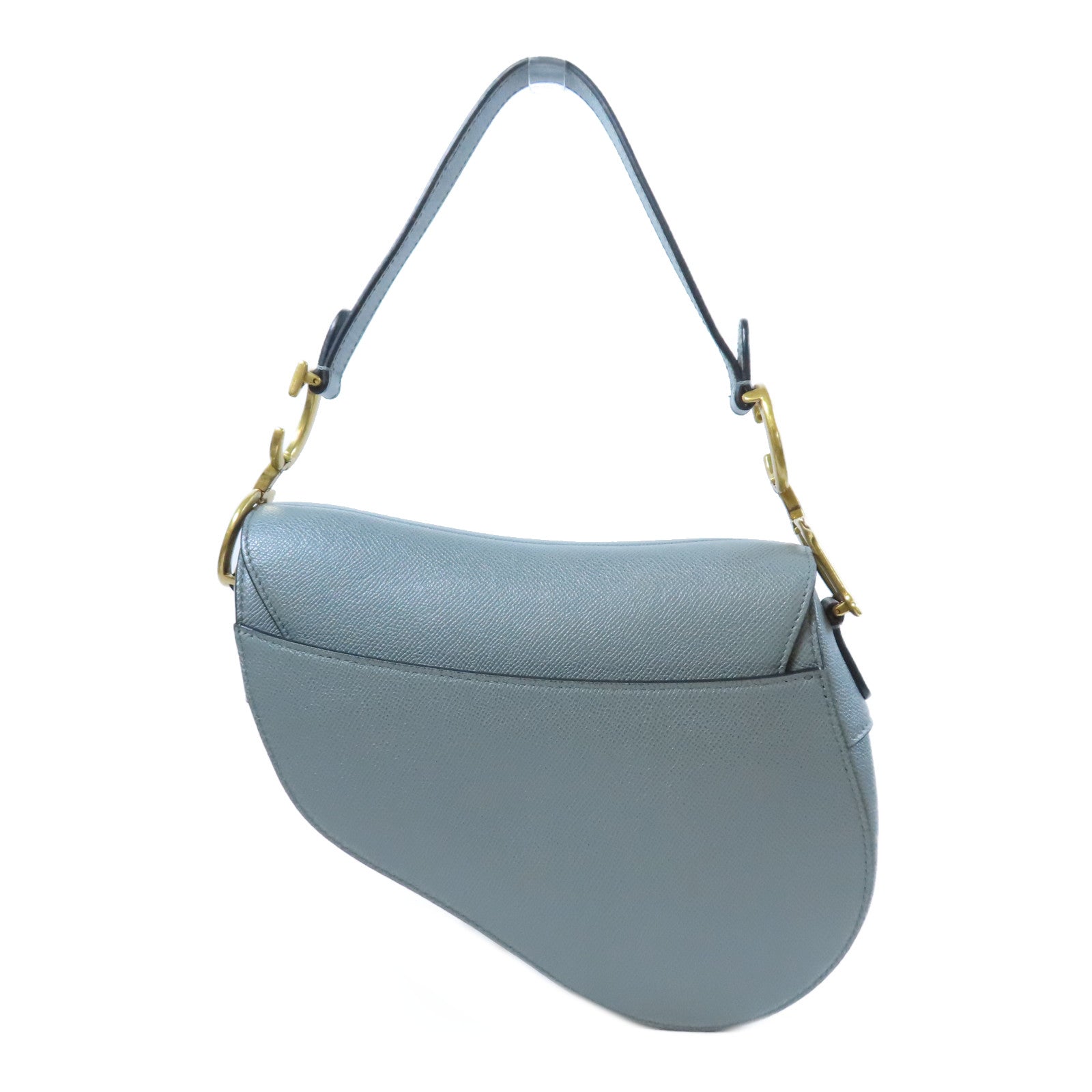 Dior 牛皮皮革Saddle金扣手挽肩背兩用袋灰色