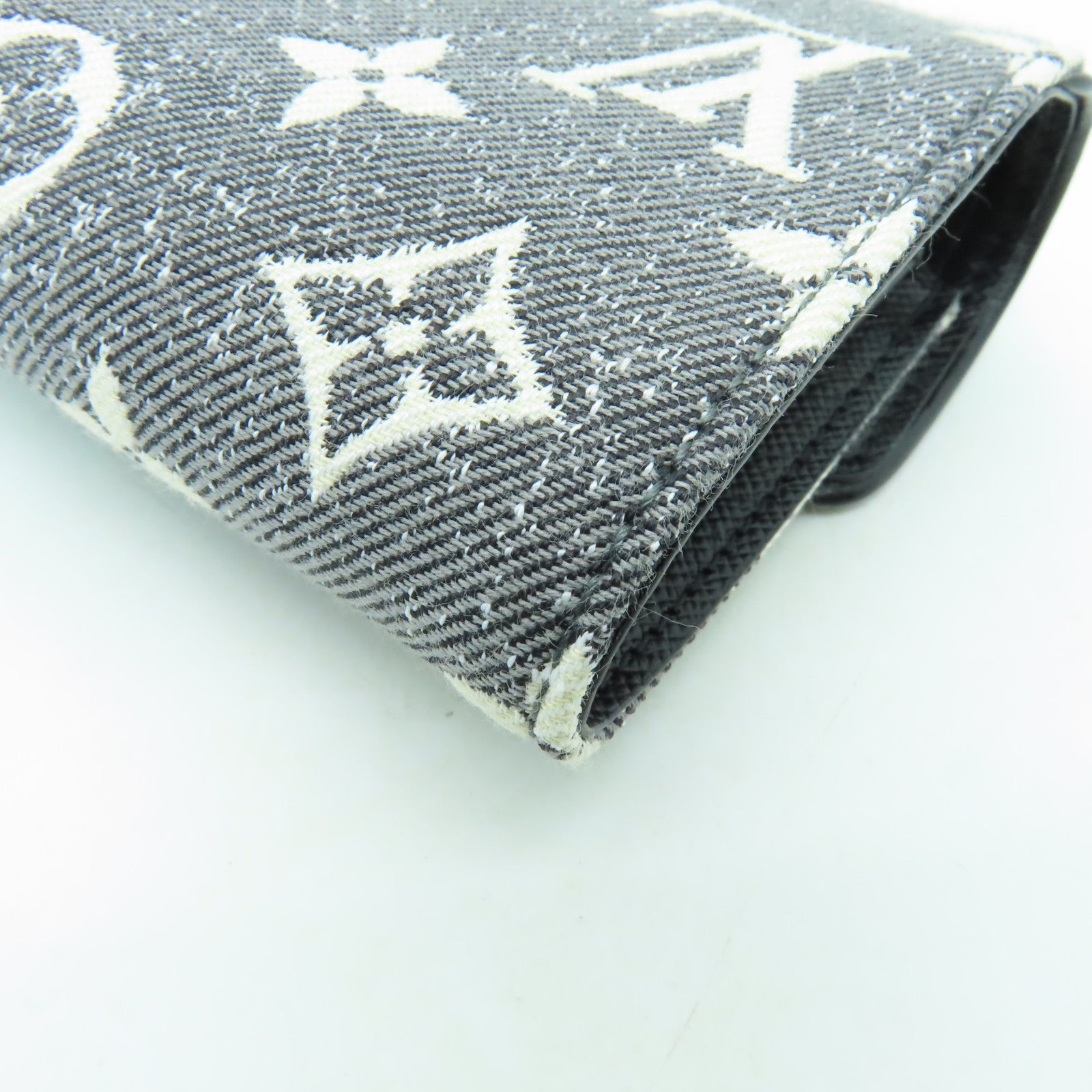 LOUIS VUITTON Monogram Jacquard Denim/皮革Victorine Wallet銀扣錢包灰色