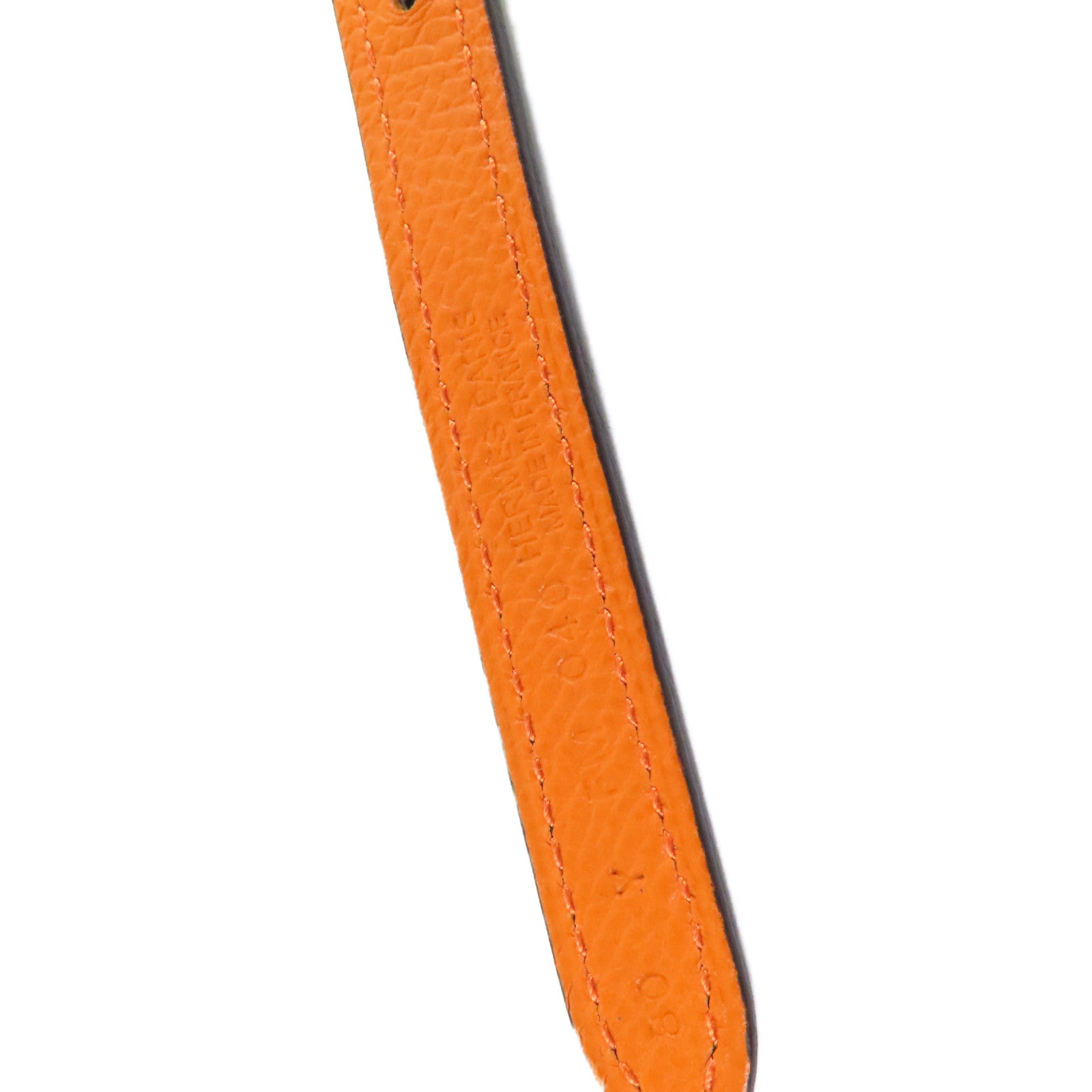 HERMES Epsom皮革Belt 80cm金扣皮帶黑色/橙色