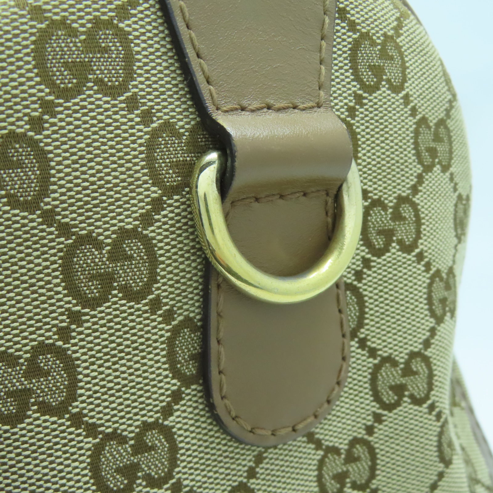 GUCCI 帆布2 Way Shoulder金扣手挽肩背兩用袋啡色