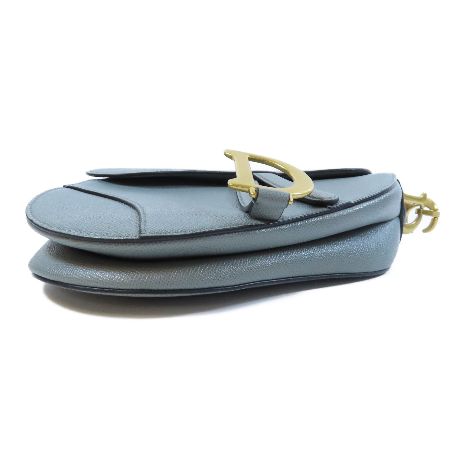 Dior 牛皮皮革Saddle金扣手挽肩背兩用袋灰色
