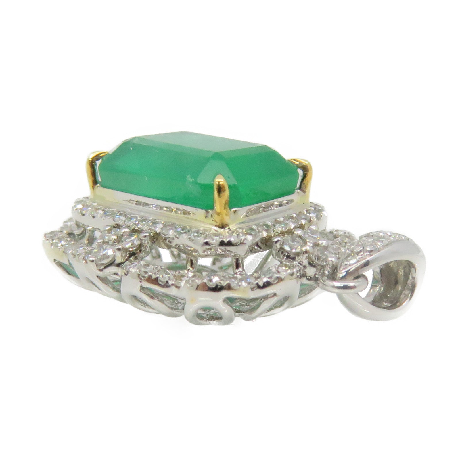 JEWELRY [Sharp Discount] 18K White Gold/2.92ct Emerald/Diamond Emerald Pendant Top Pendant Headband