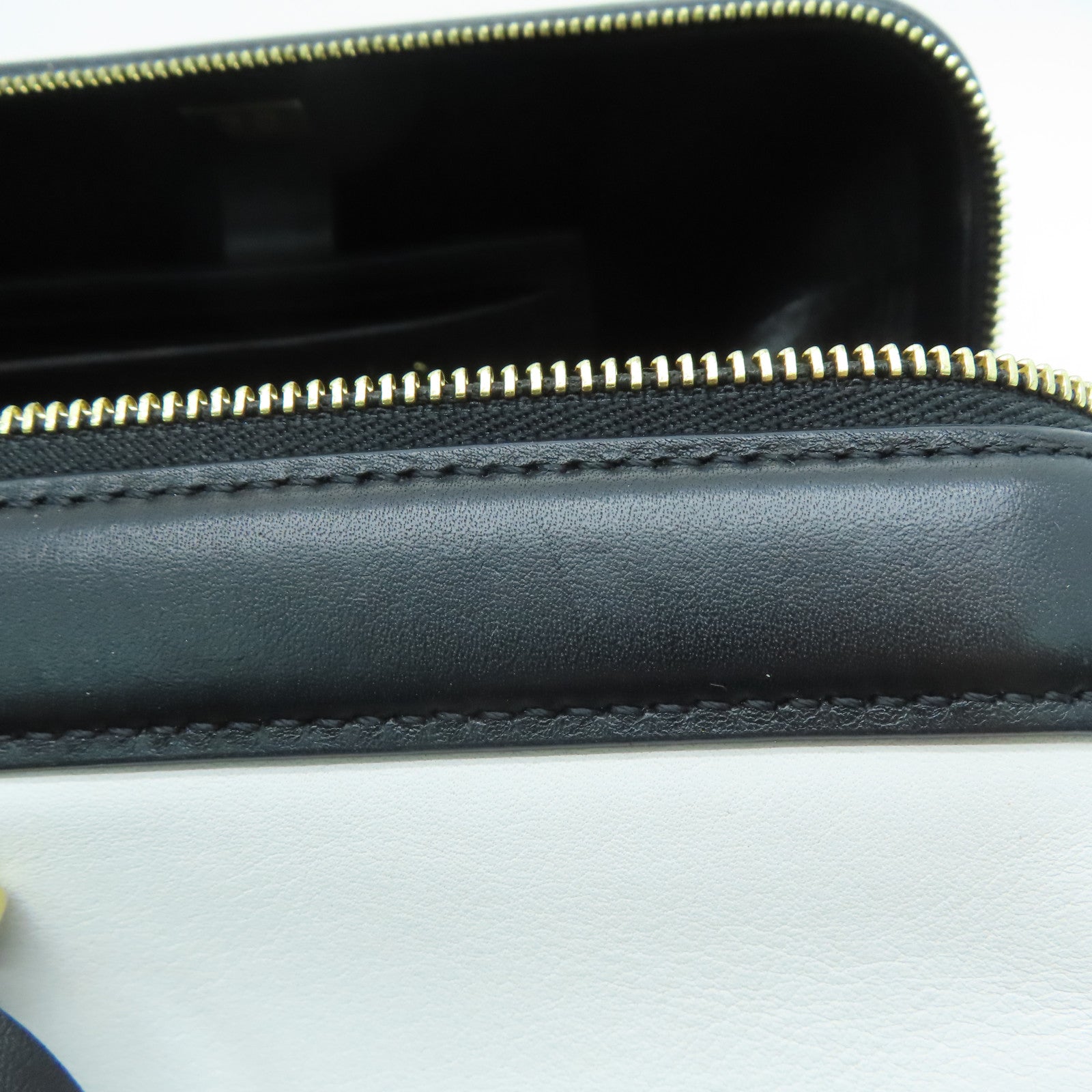 CELINE 牛皮皮革Long Frame Bag金扣手挽袋白色/黑色