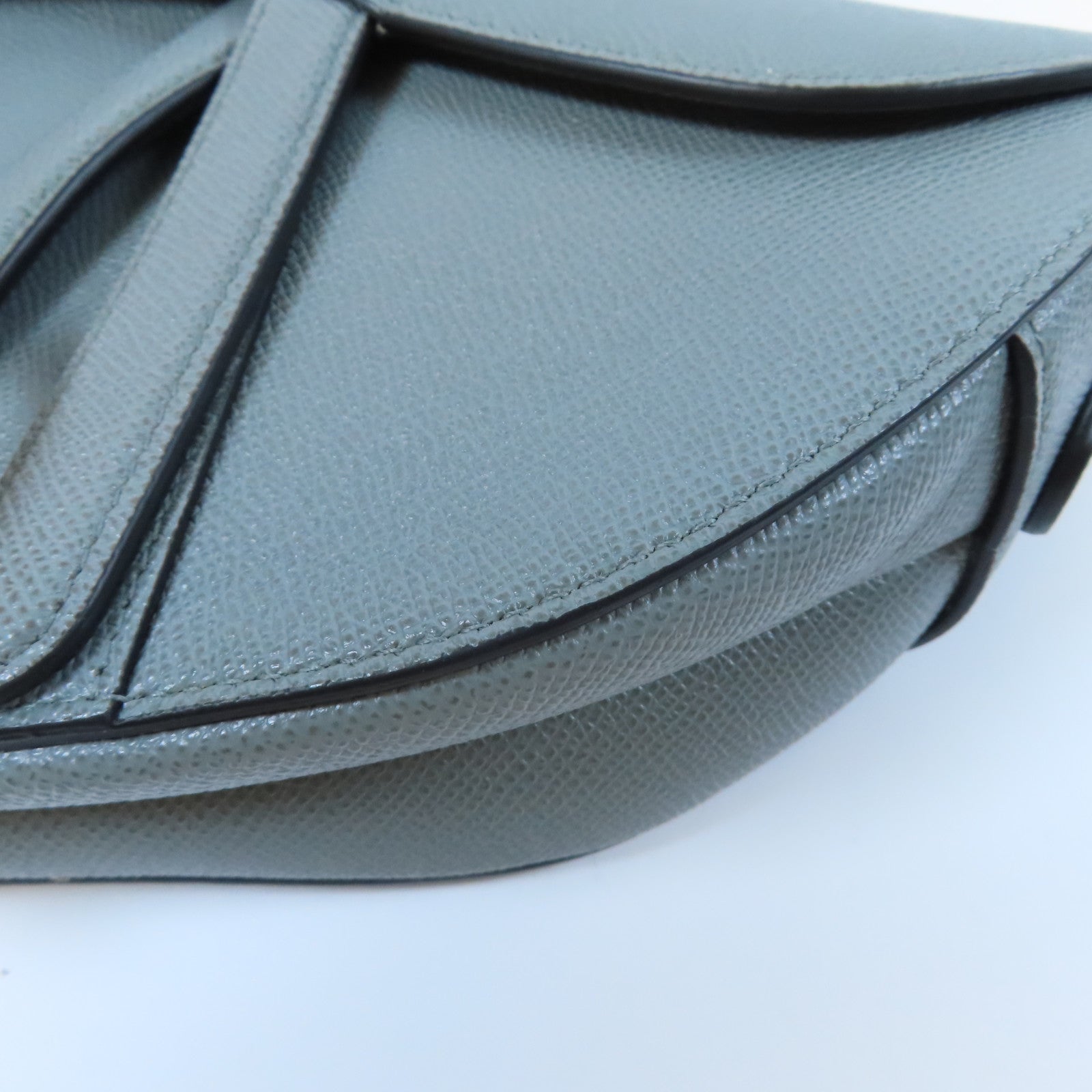 Dior 牛皮皮革Saddle金扣手挽肩背兩用袋灰色