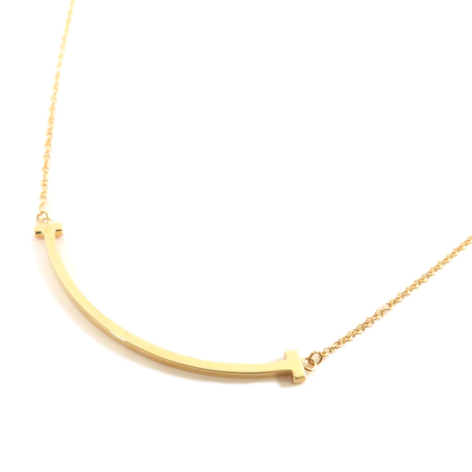 TIFFANY＆CO 18K黃金T Smile Necklace項鍊金色