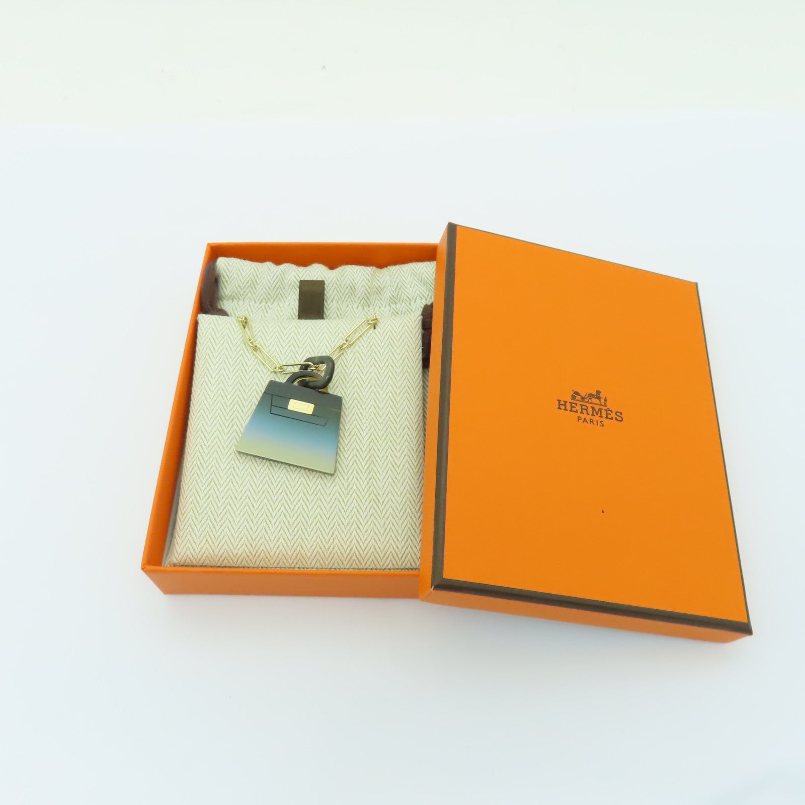 HERMES Horn/金屬Kelly GM Corne Necklace項鍊藍色