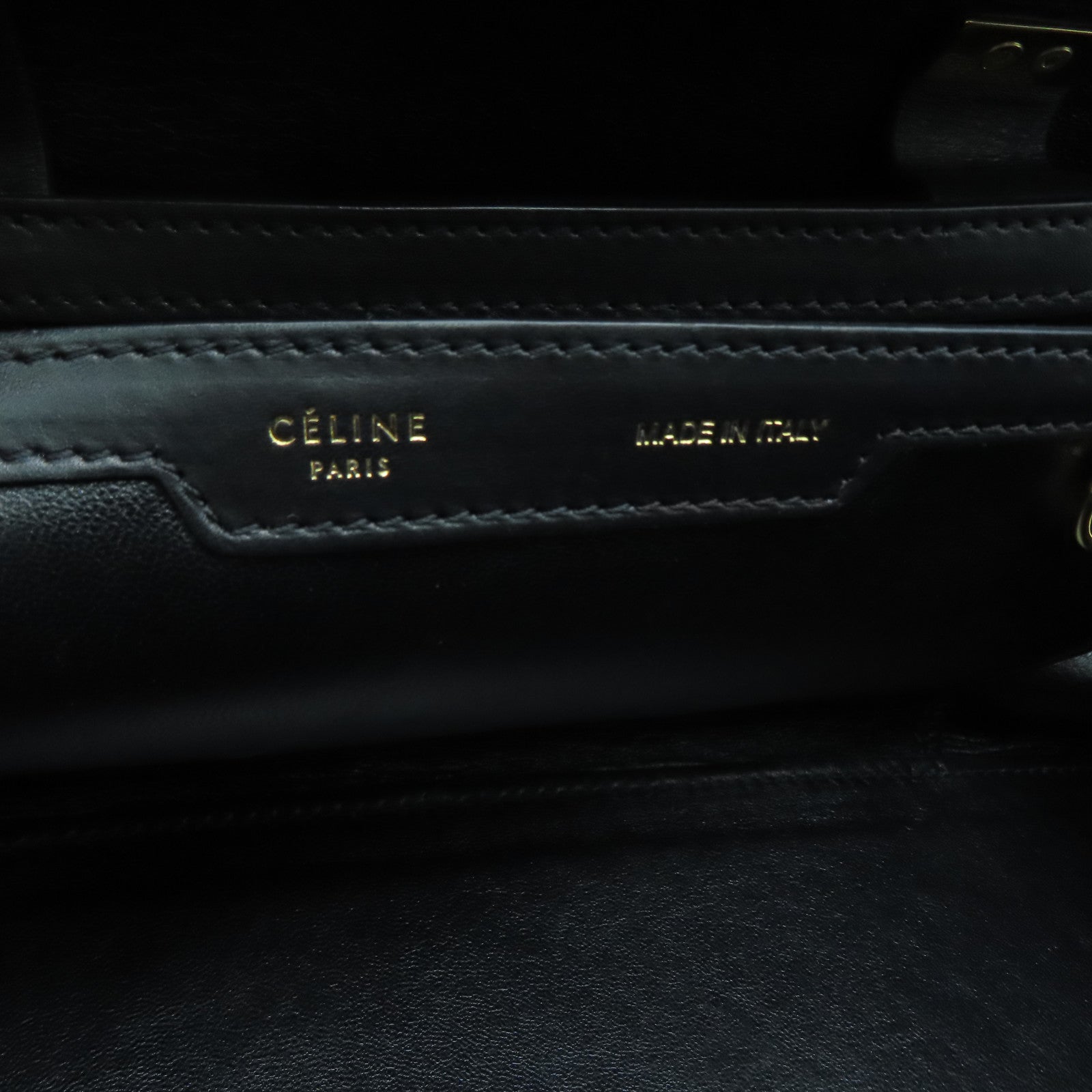 CELINE 牛皮皮革Long Frame Bag金扣手挽袋白色/黑色