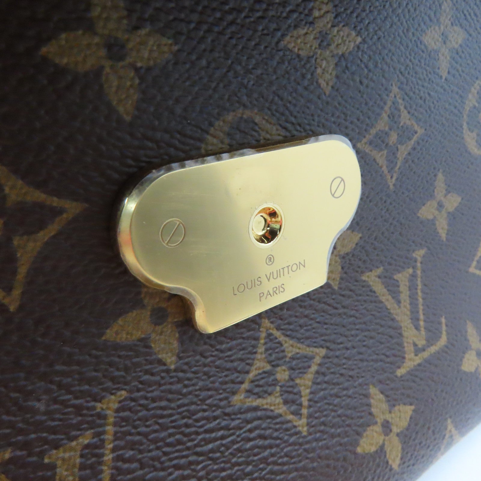 LOUIS VUITTON Monogram Saint Placide Gold Buckle Chain Shoulder Bag Brown