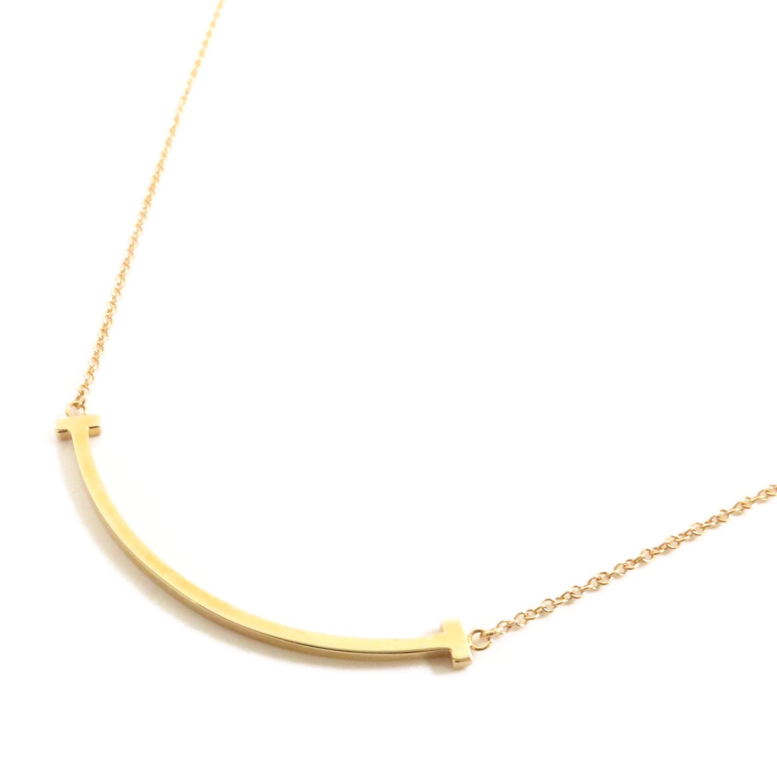 TIFFANY＆CO 18K黃金T Smile Necklace項鍊金色