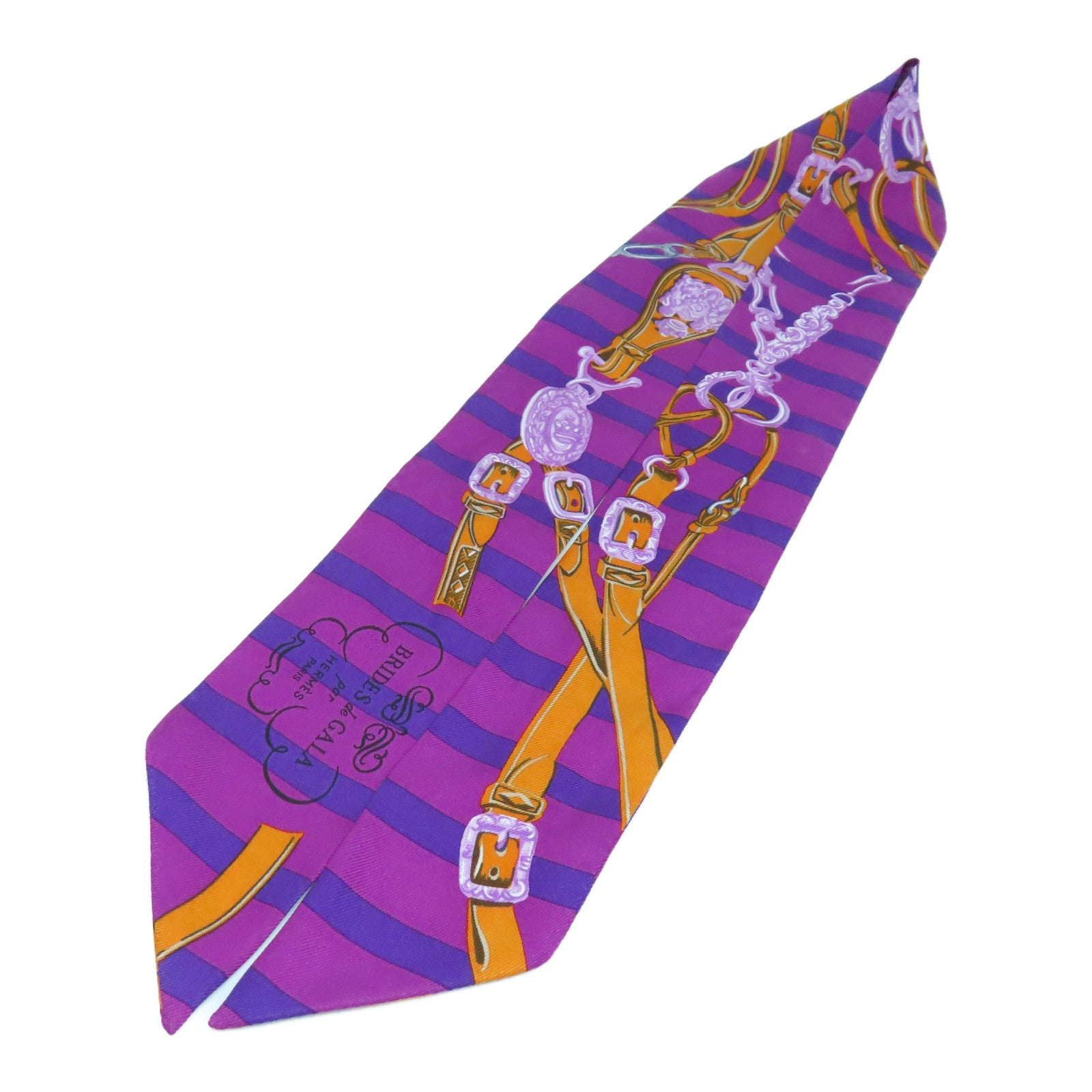 HERMES 【激減優惠】絲質Twilly絲巾紫色