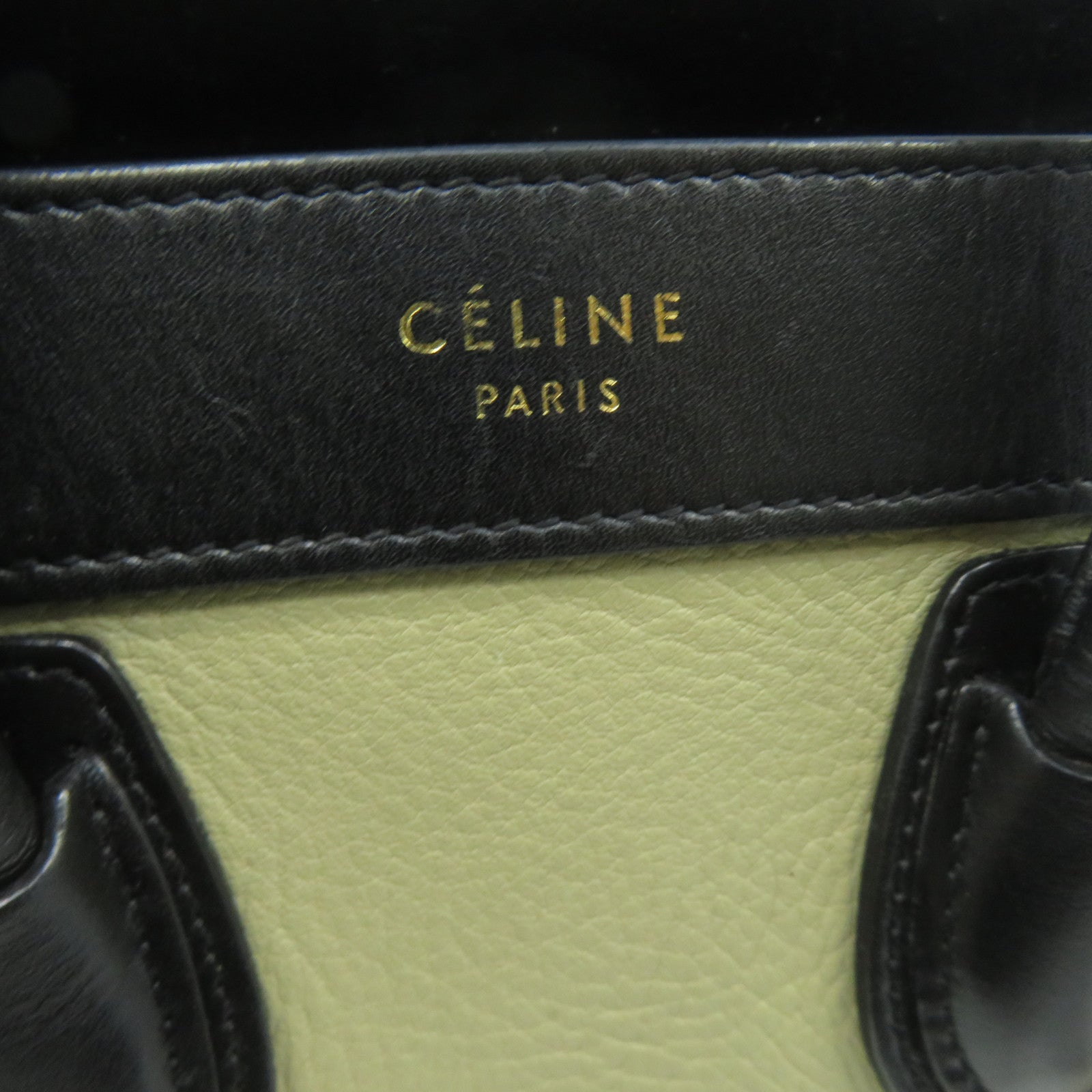 CELINE 牛皮皮革Nano Luggage金扣手挽肩背兩用袋米色/黒色/藍色