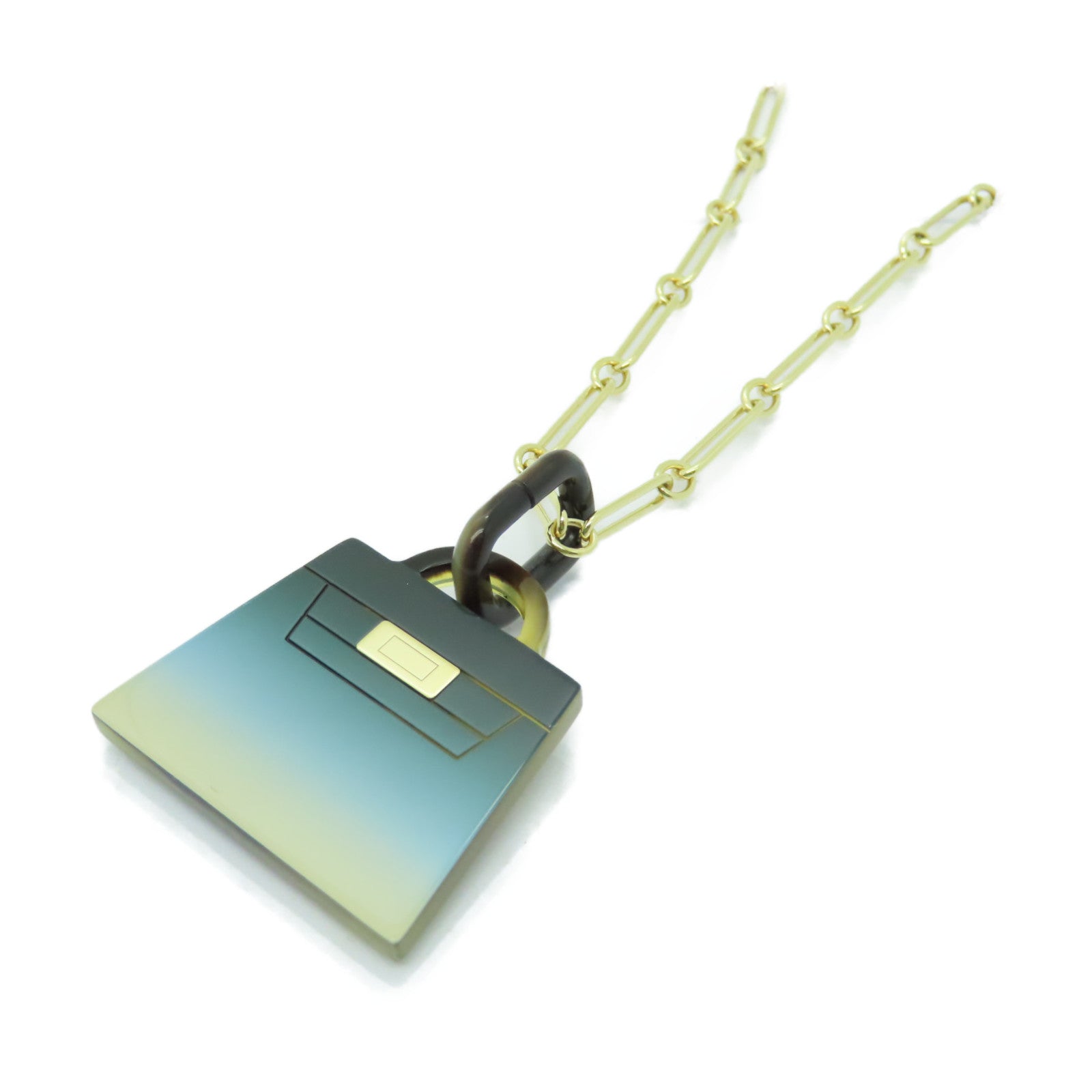 HERMES Horn/金屬Kelly GM Corne Necklace項鍊藍色