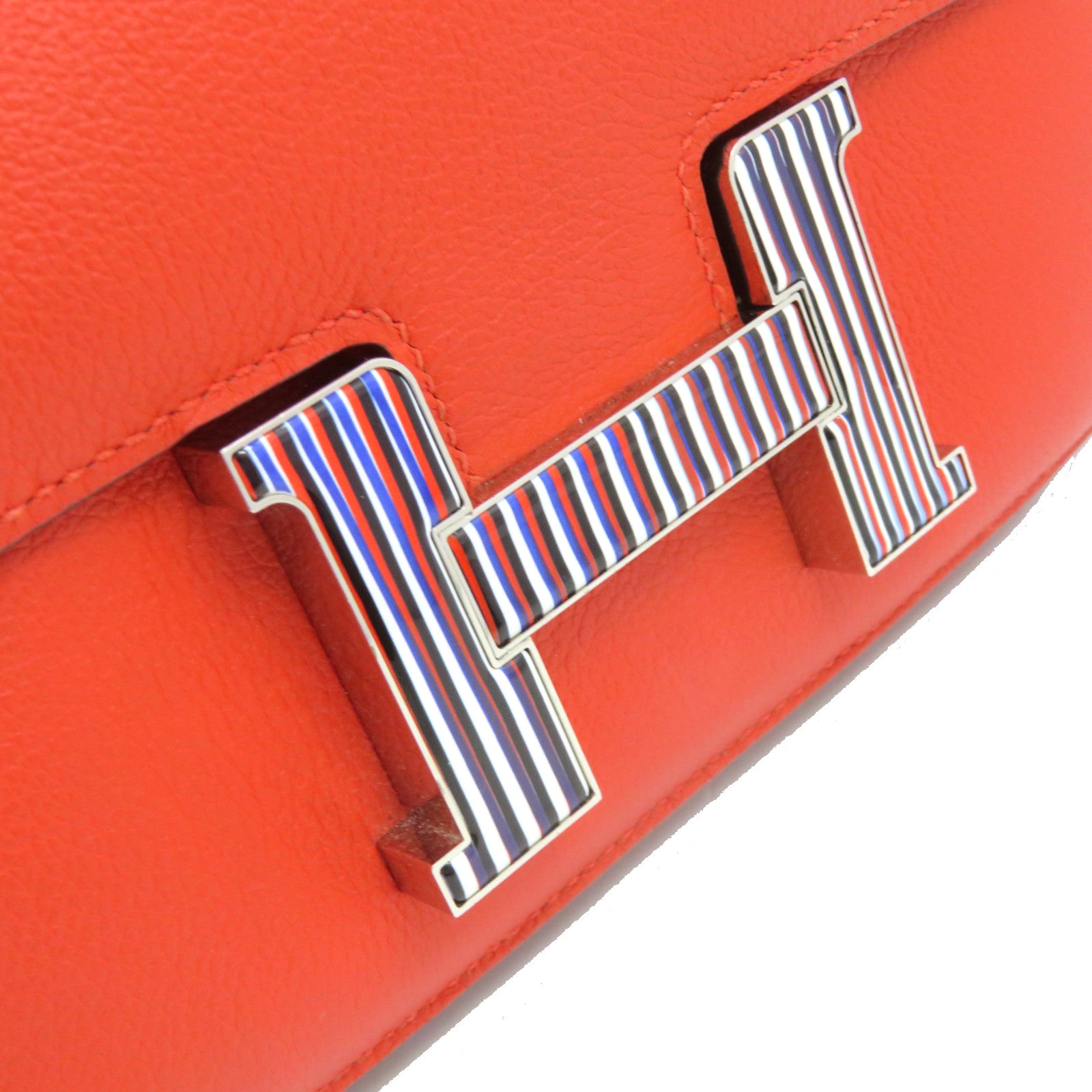 HERMES 【激减优惠】Swift皮革Constance 24 Shoulder Bag银扣肩背袋红色