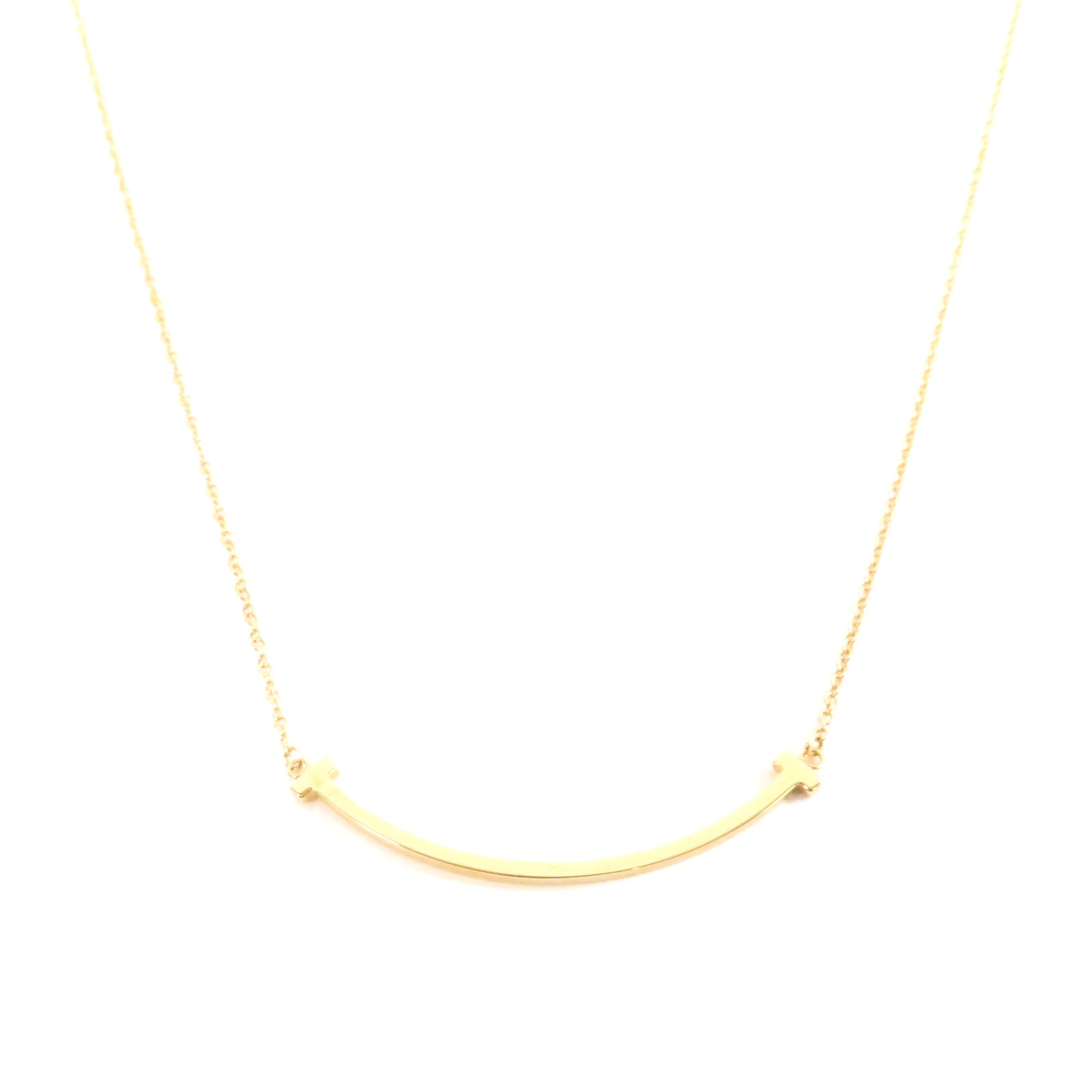 TIFFANY＆CO 18K黃金T Smile Necklace項鍊金色