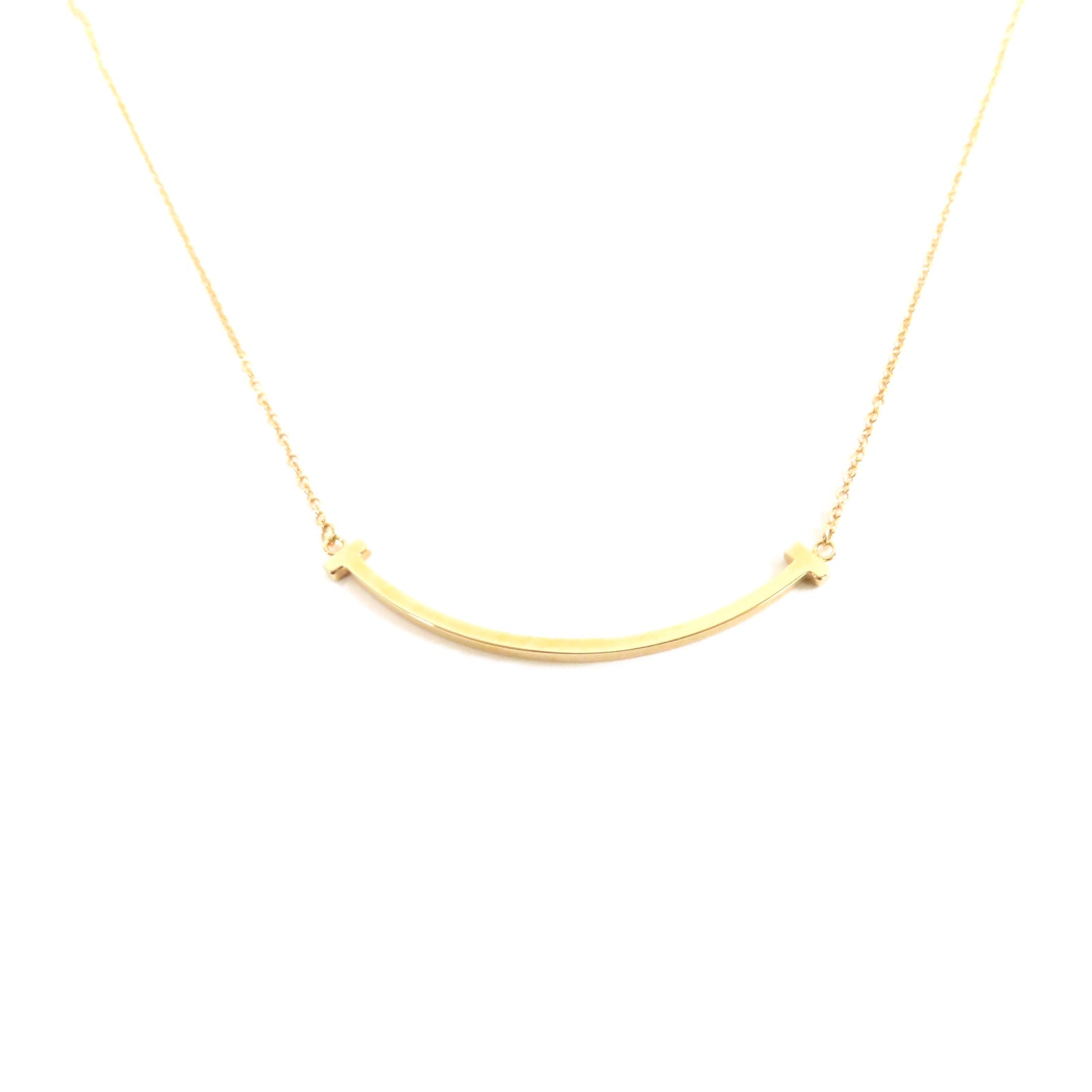 TIFFANY＆CO 18K黃金T Smile Necklace項鍊金色