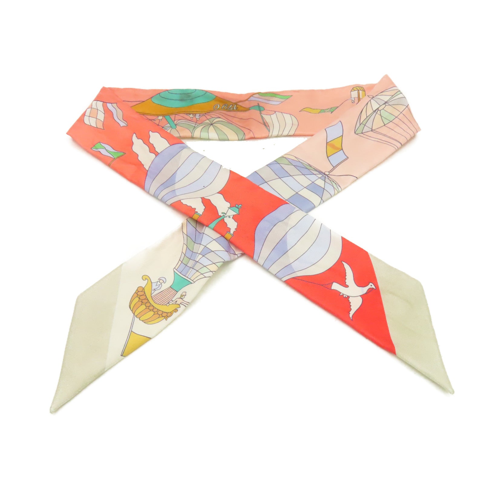 HERMES 絲質Twilly Scarf絲巾粉紅色/桃紅色/灰色/彩色
