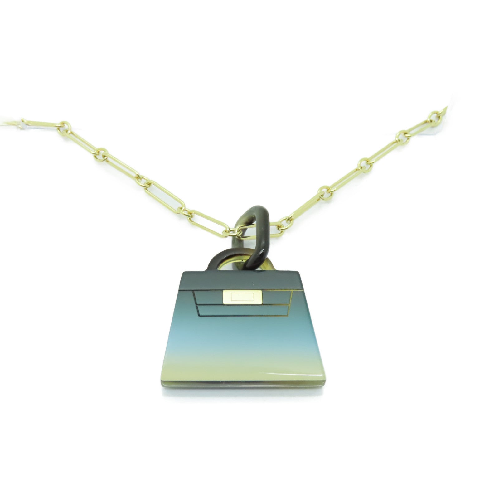 HERMES Horn/金屬Kelly GM Corne Necklace項鍊藍色