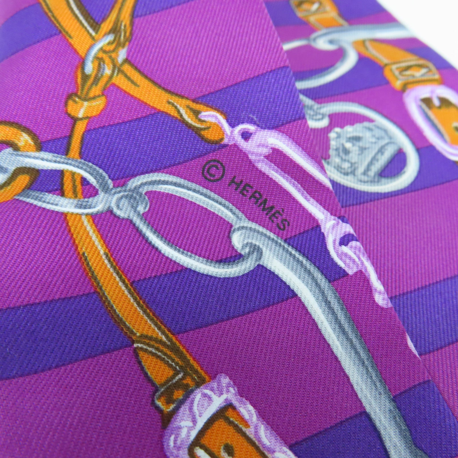 HERMES 【激減優惠】絲質Twilly絲巾紫色