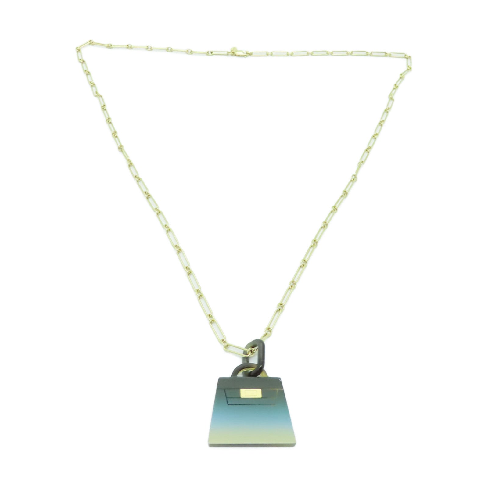HERMES Horn/金屬Kelly GM Corne Necklace項鍊藍色