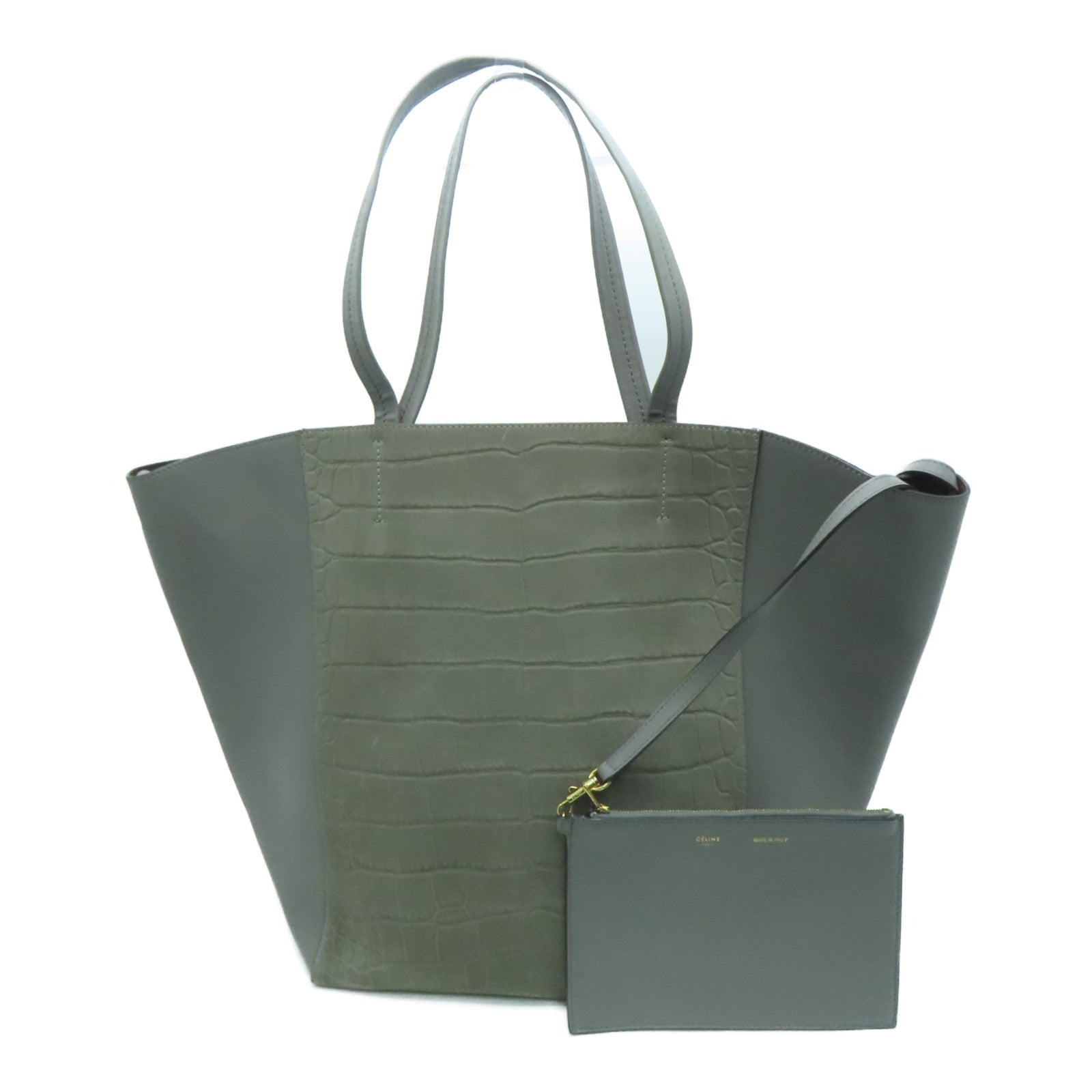 CELINE Cowhide Leather Tote Bag Gray