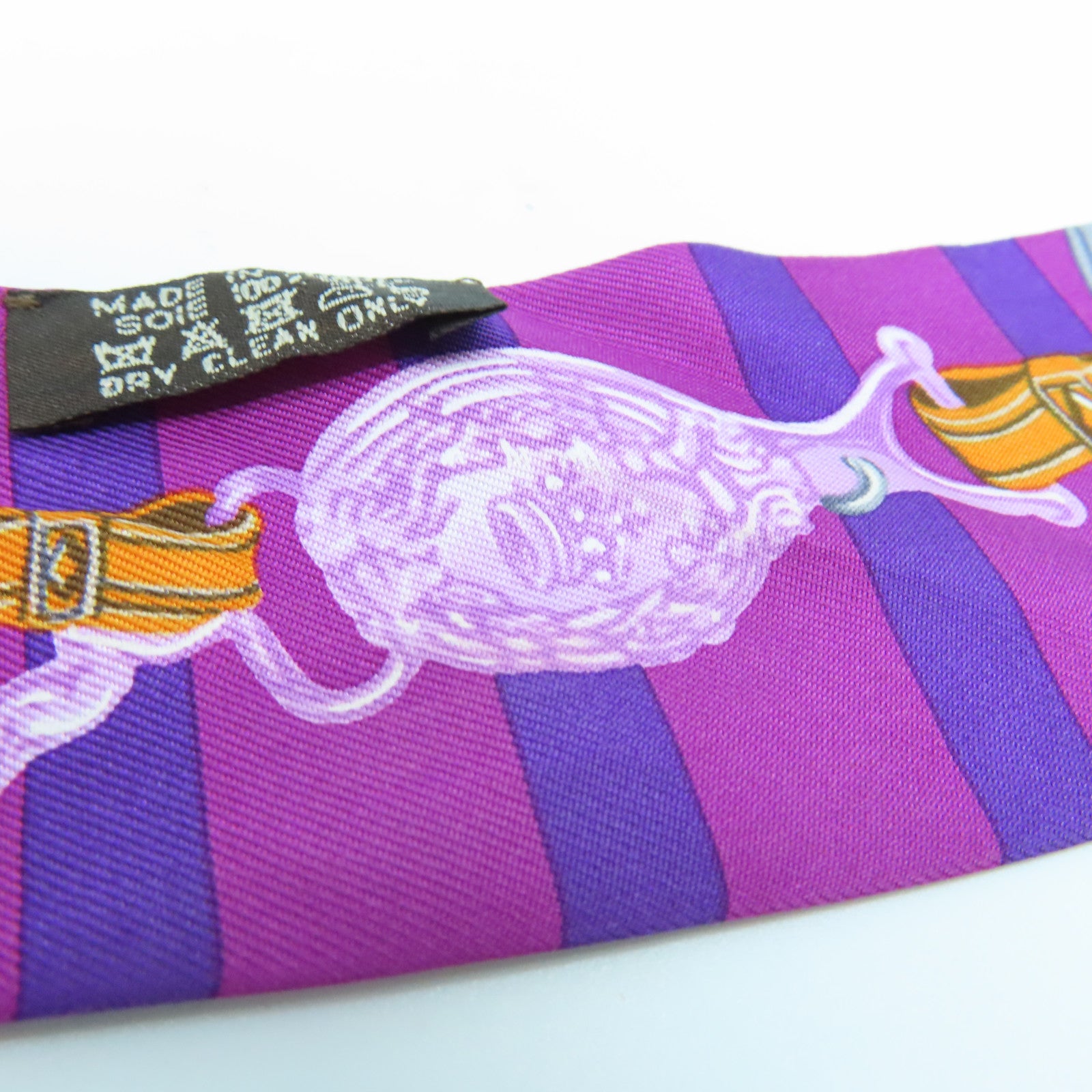 HERMES 【激減優惠】絲質Twilly絲巾紫色