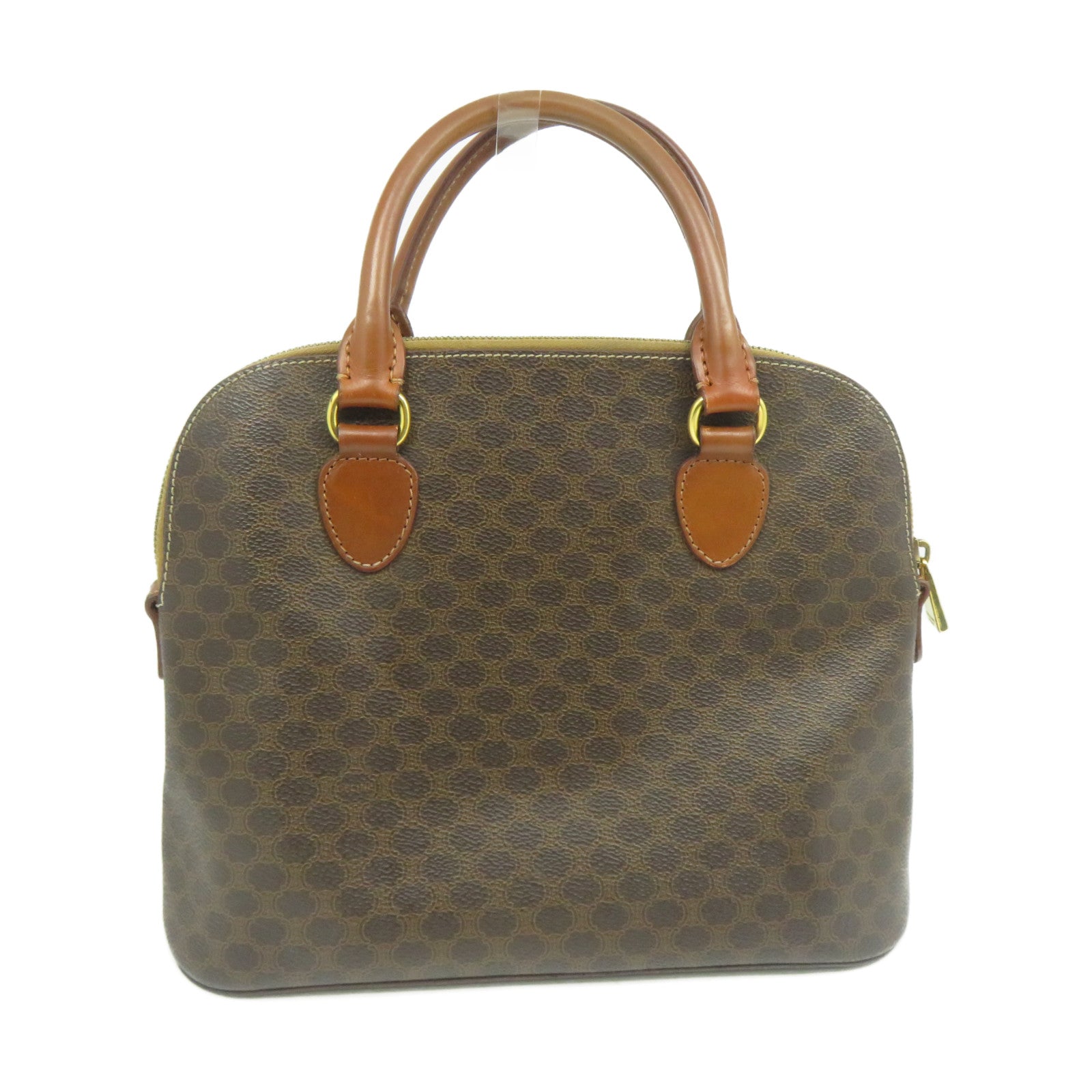 CELINE 塗層帆布Macadam Handbag金扣手挽袋啡色
